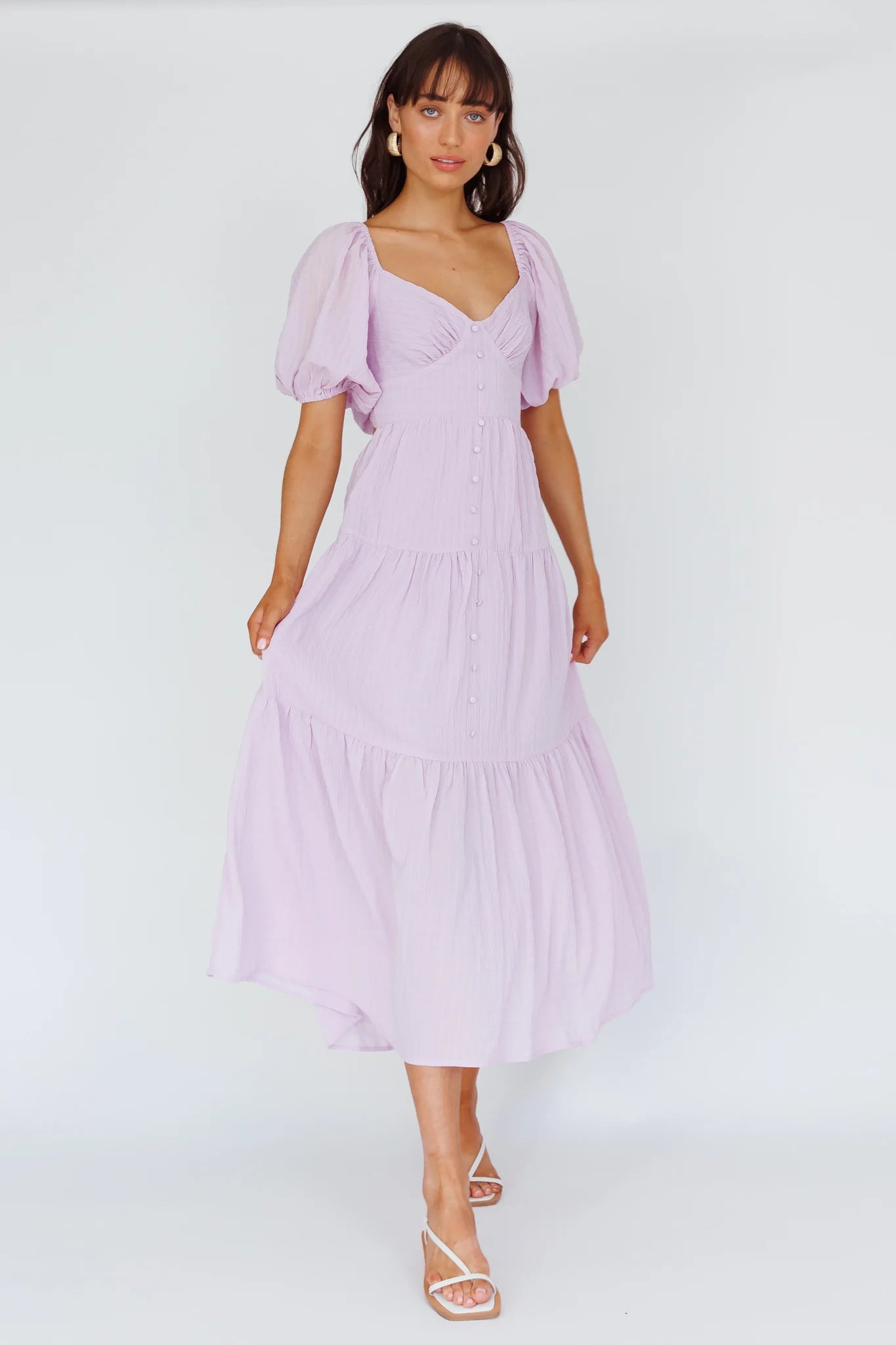 Royce Bow Back Midi Dress Lilac