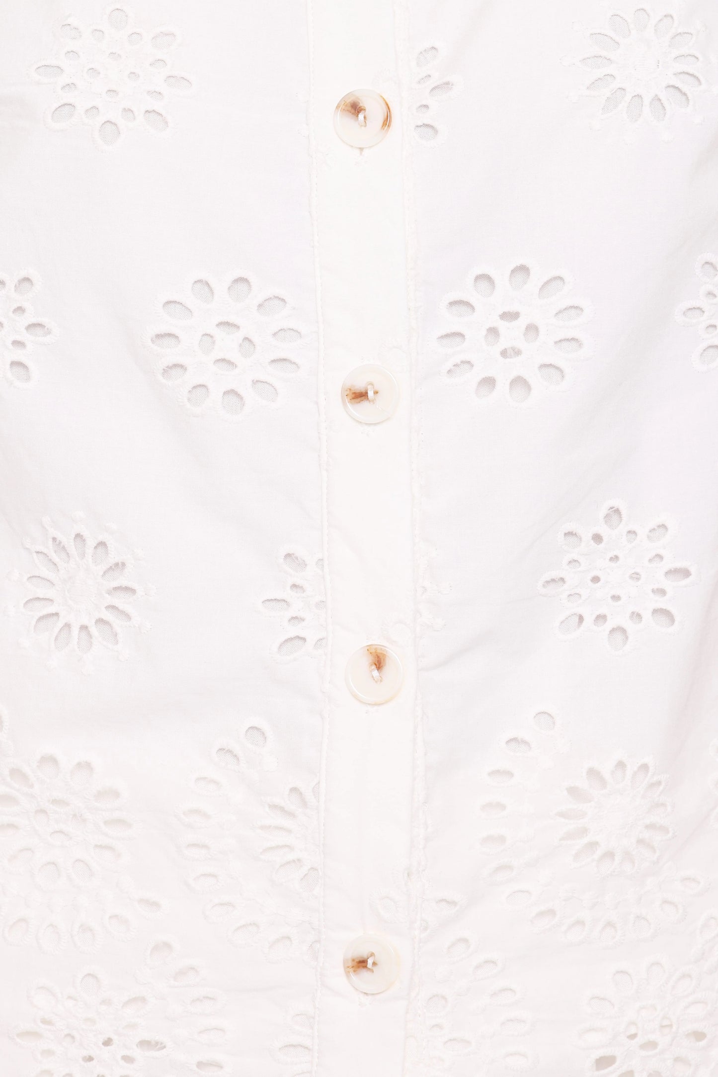 Winny Button Front Top - White Broderie