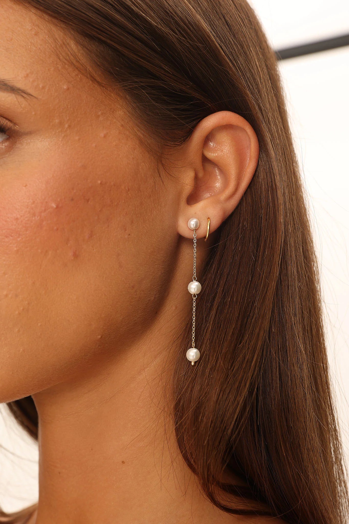 Ophir Chain Drop Earrings Gold Pearl
