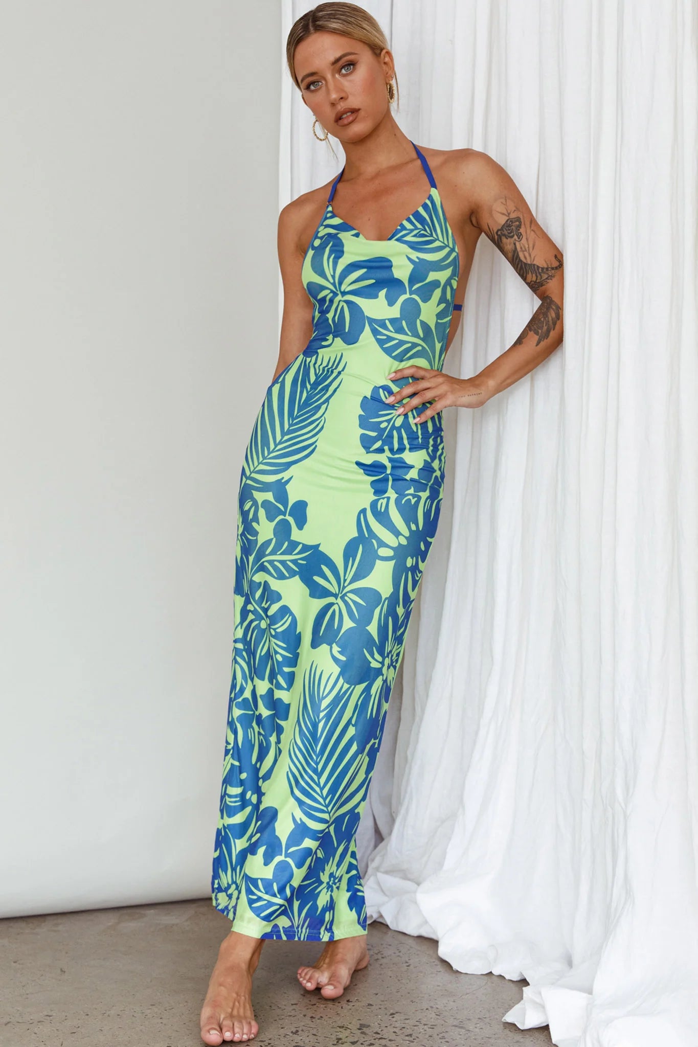 Fiji Feeling Midi Dress Tropical Kiwi