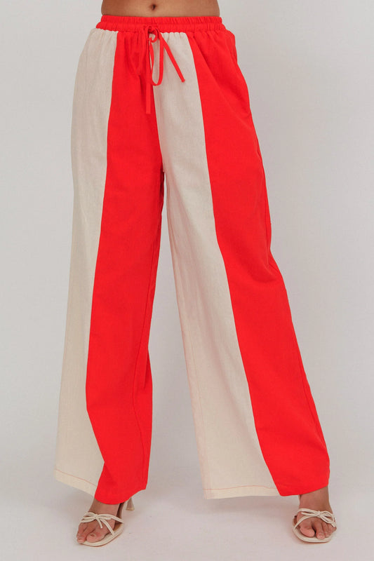 Dream Girl Contrast Wide Leg Pant Tomato Red