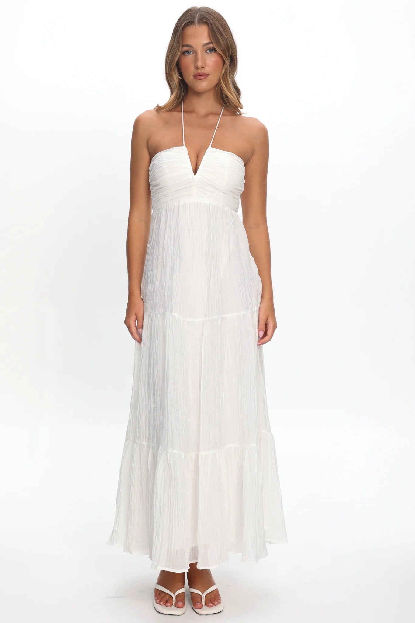 Dorelle V-Bust Halter Maxi Dress White