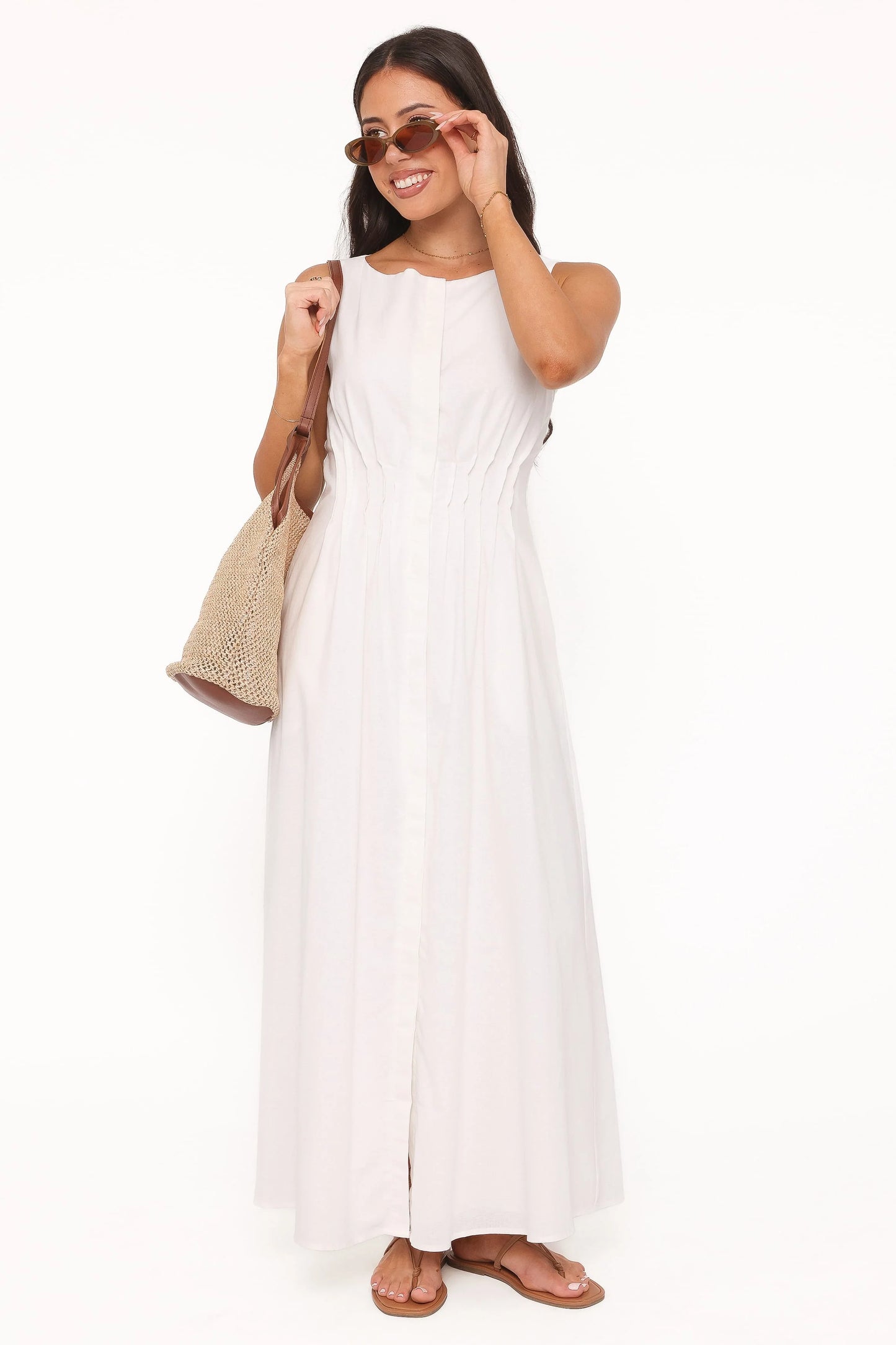 Prunella Midi Dress - White