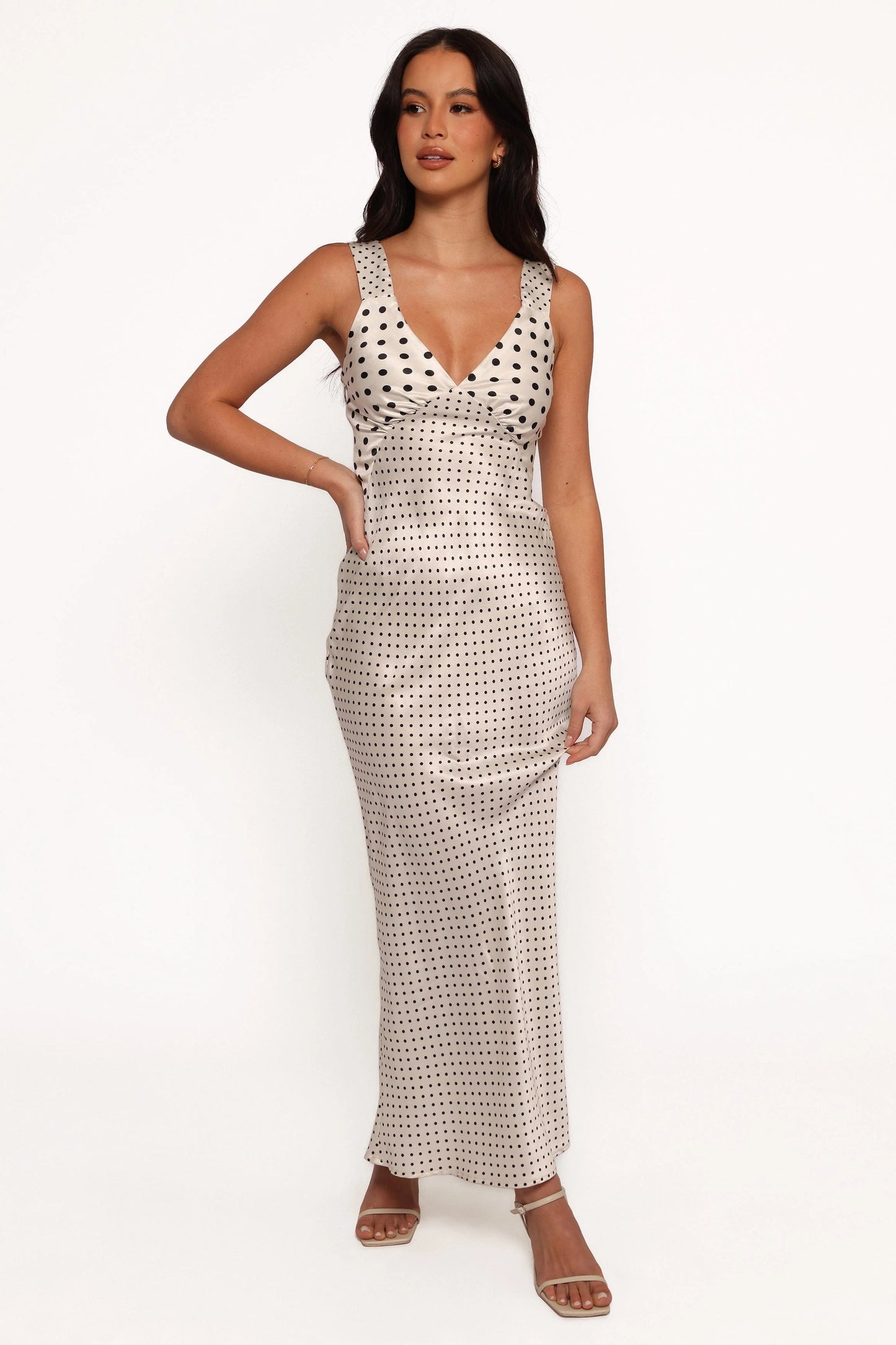 Lizza Maxi Dress - White Polkadot