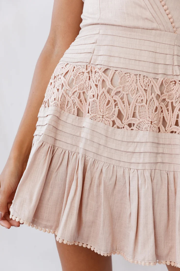 Bianca Fluted Hem Tie-Back Dress Stone