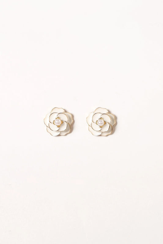 Reina Flower Earrings - Gold White