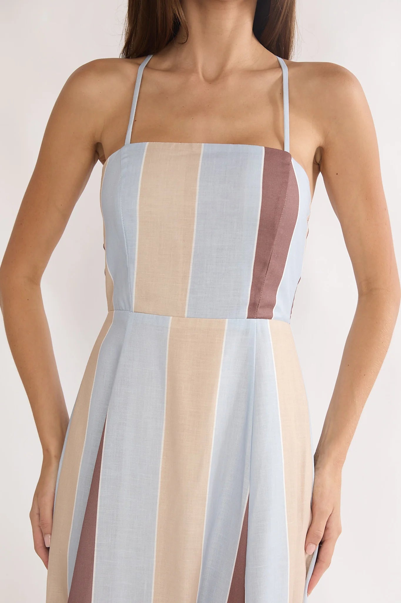 Second Glance Olga Criss-Cross Back Maxi Dress Stripe