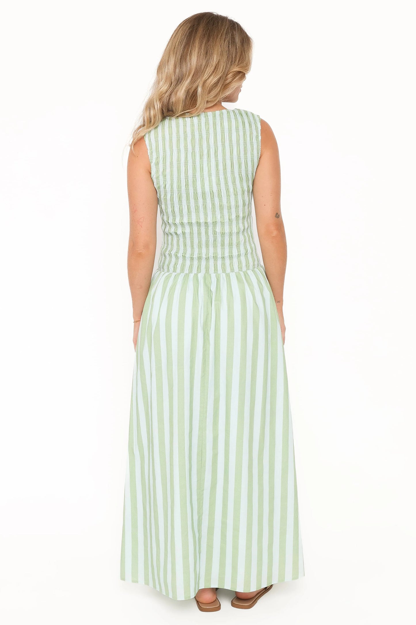 Maleny Maxi Dress - Blue/Green Stripe