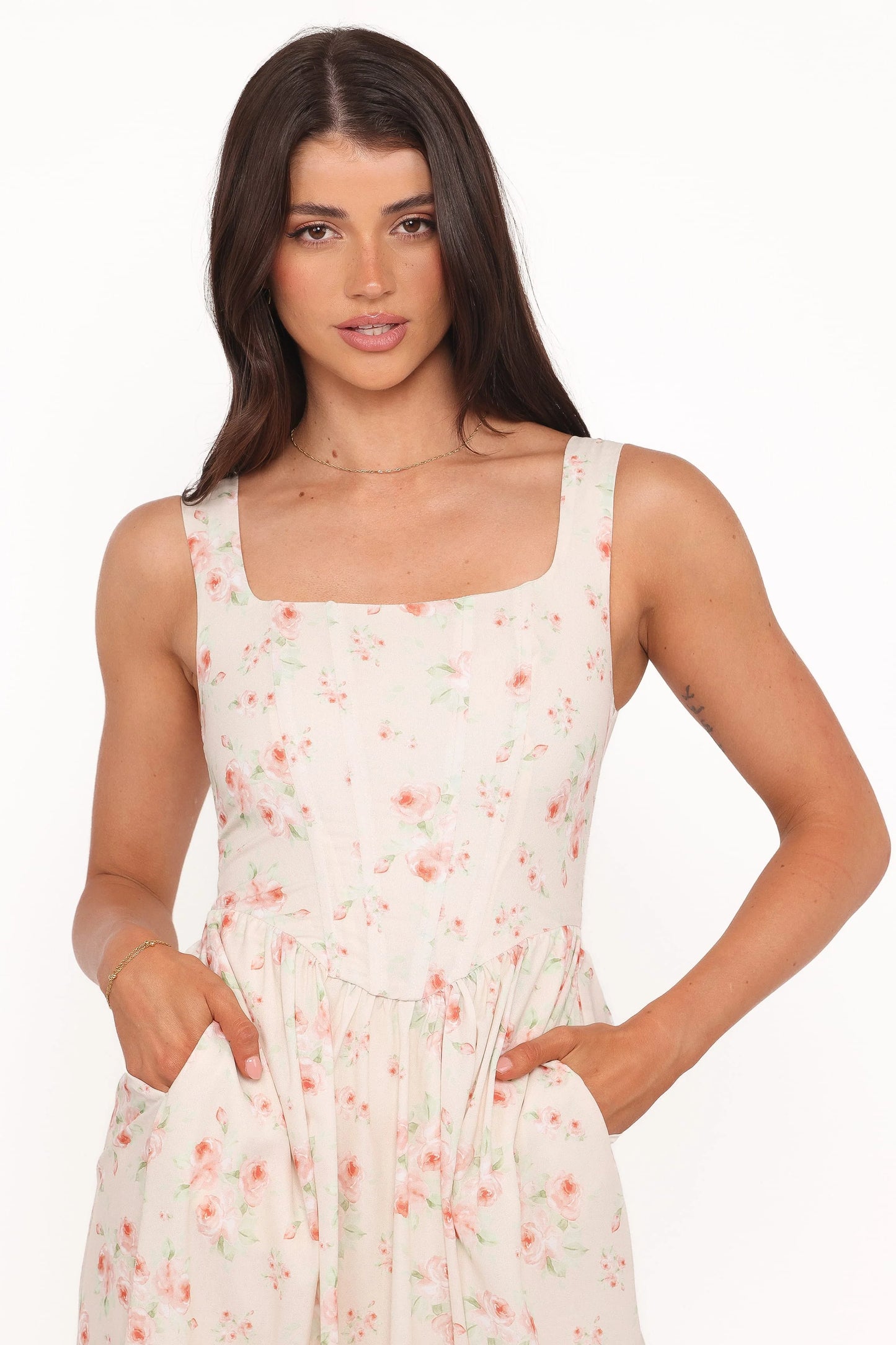 Vespa Midi Dress - Peach Floral