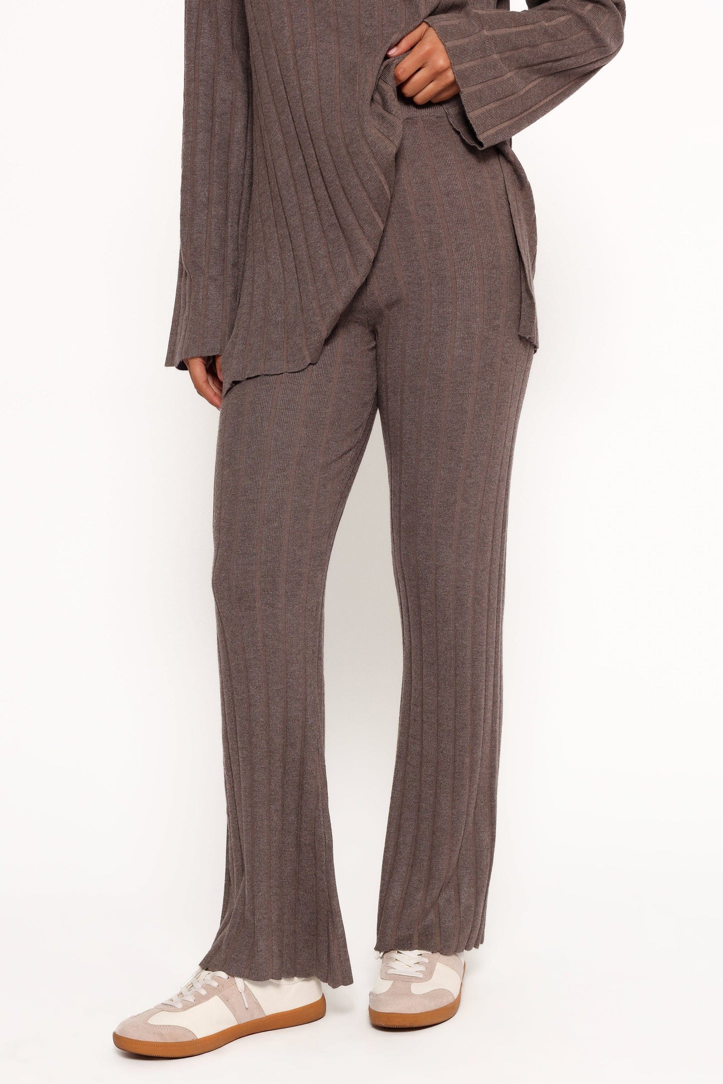 Silvie Long Sleeve Knitted Set - Charcoal Grey