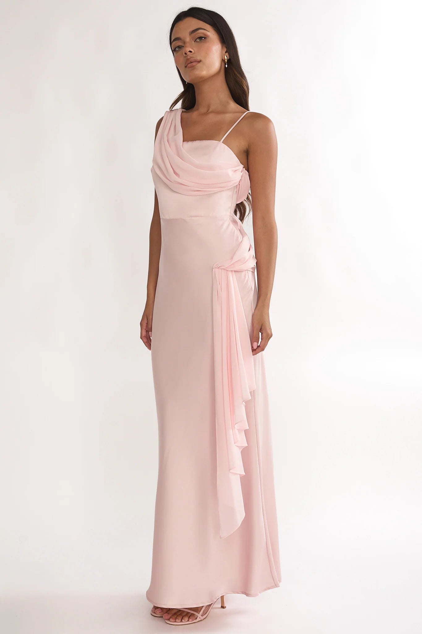 Doloros Drape Accent Maxi Dress Pink