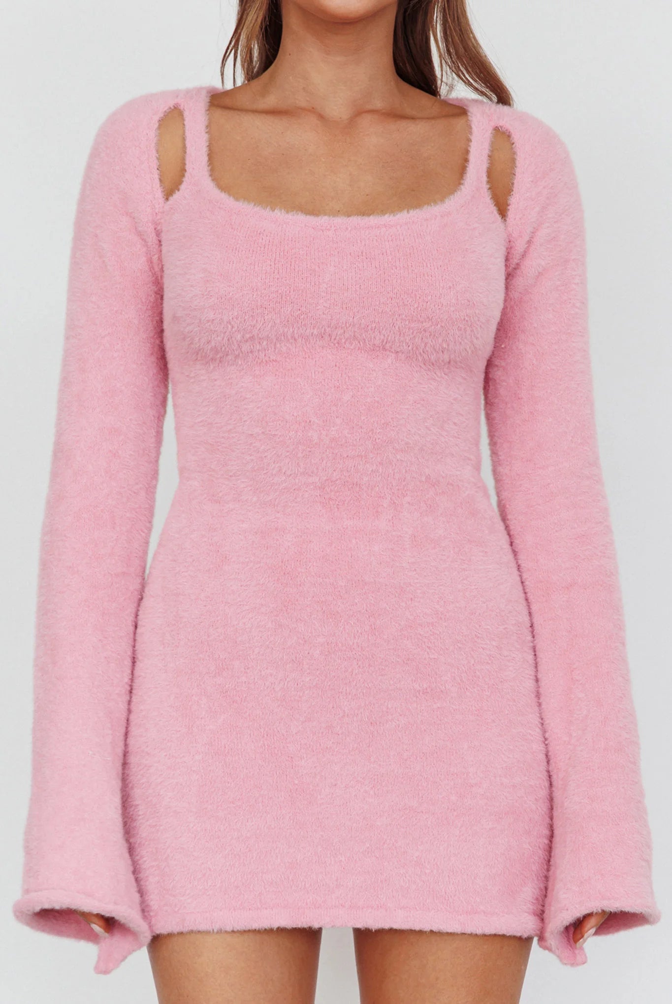 Count On It Fuzzy Knit Mini Dress Blush