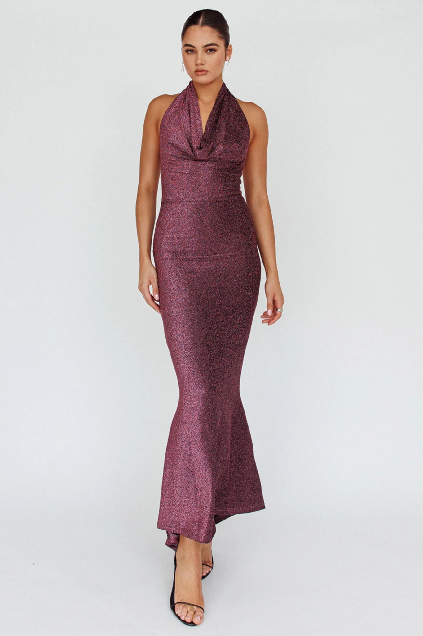 Soleil Moon Halterneck Maxi Dress Sparkle Rose