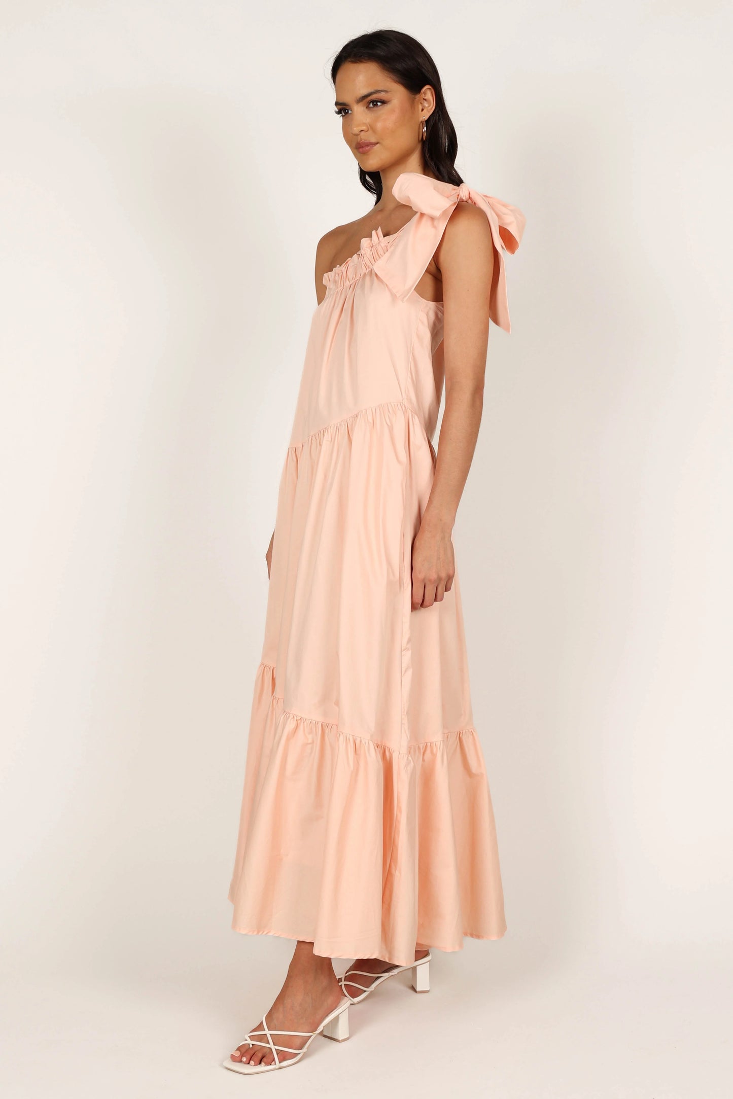Ava One Shoulder Maxi Dress - Peach