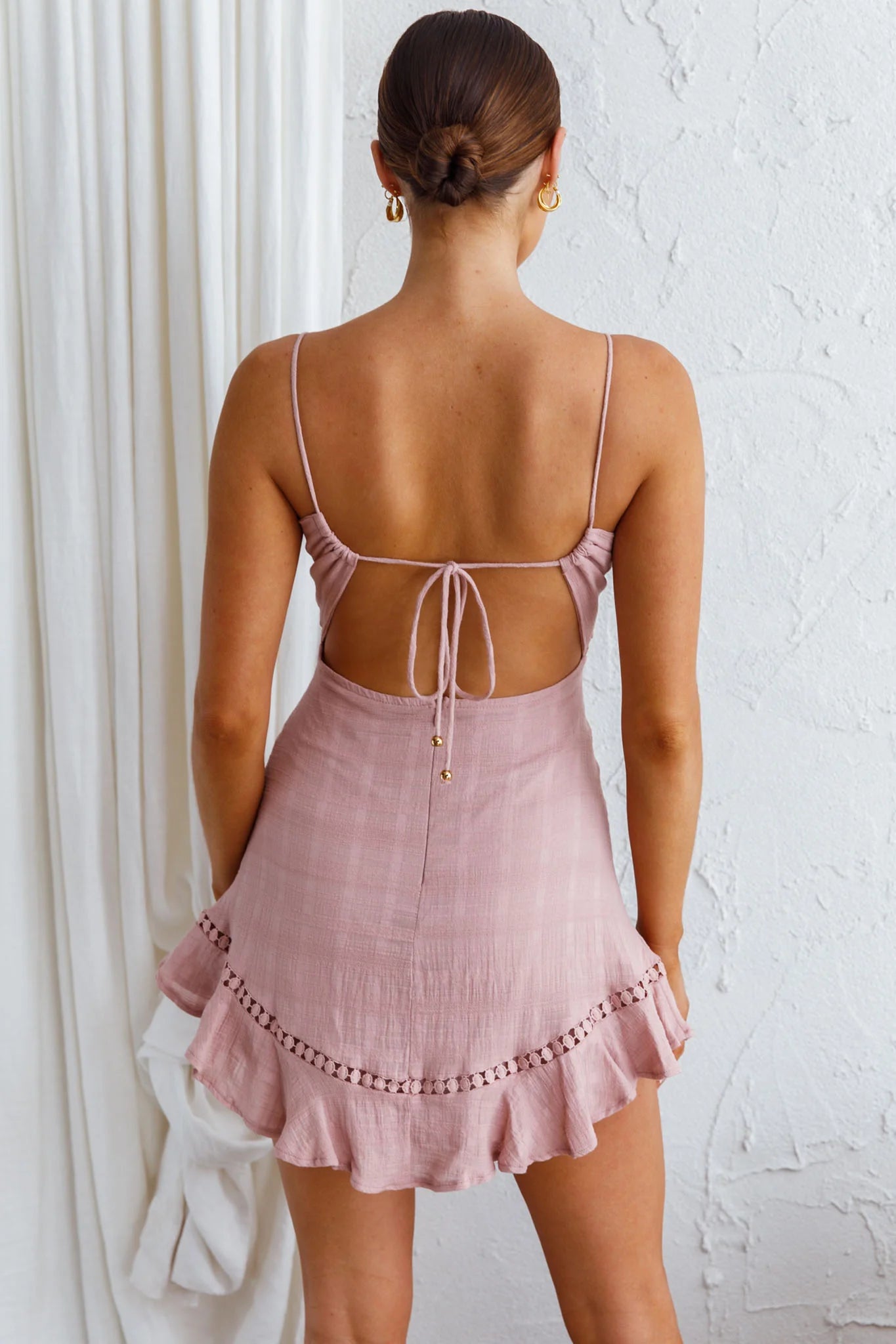 Royale Crochet Lace Trim Dress Mauve