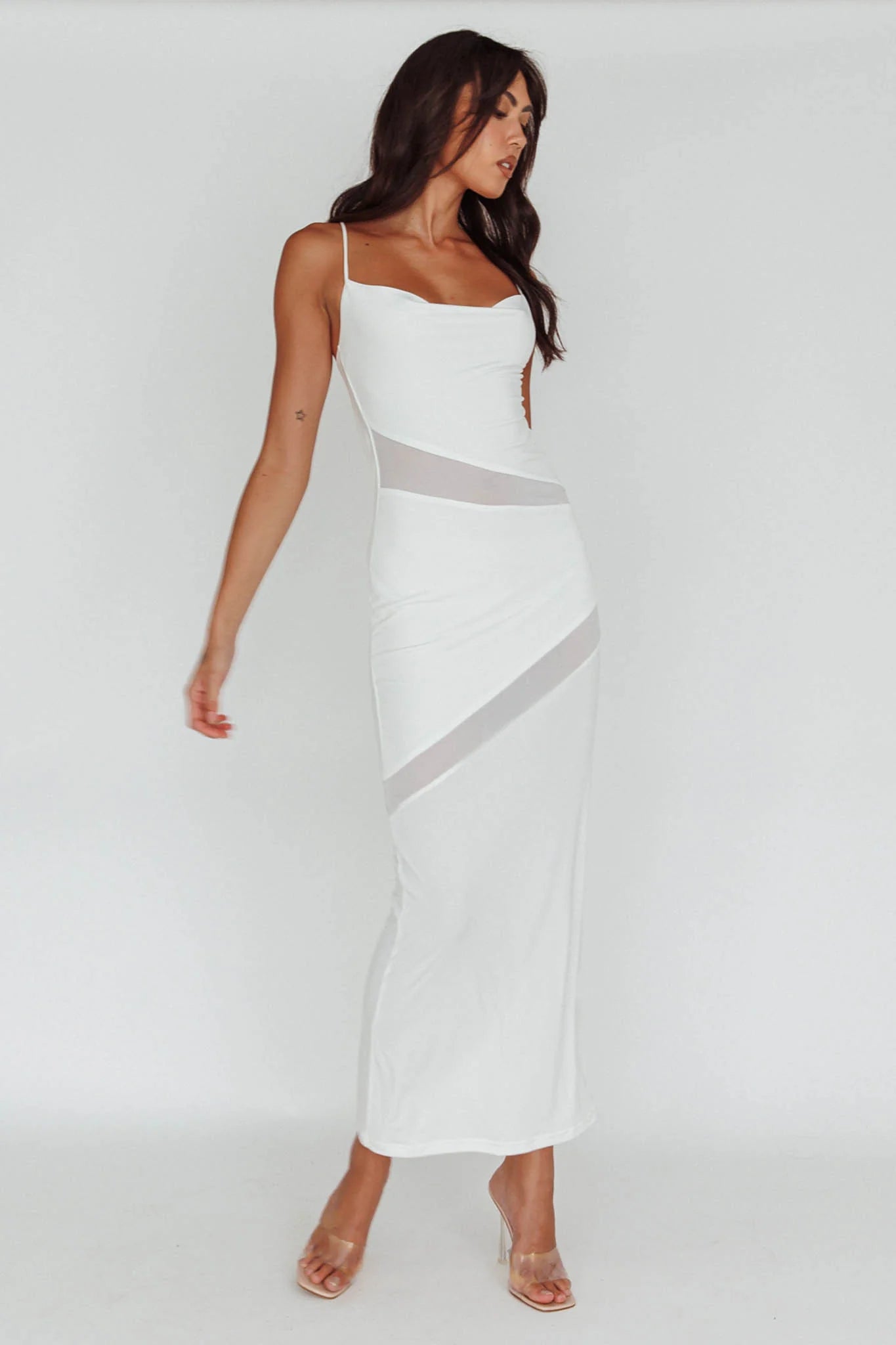 Sun Kissed Cowl Tied Back Maxi Dress White
