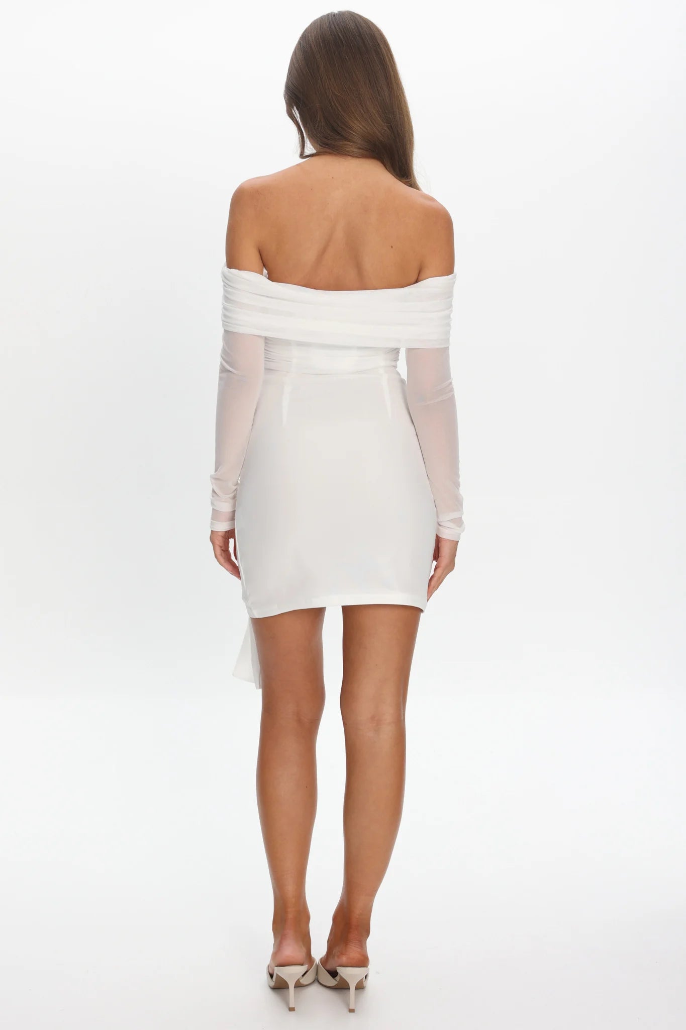 Dangerous Off Shoulder Waist Tie Mini Dress White