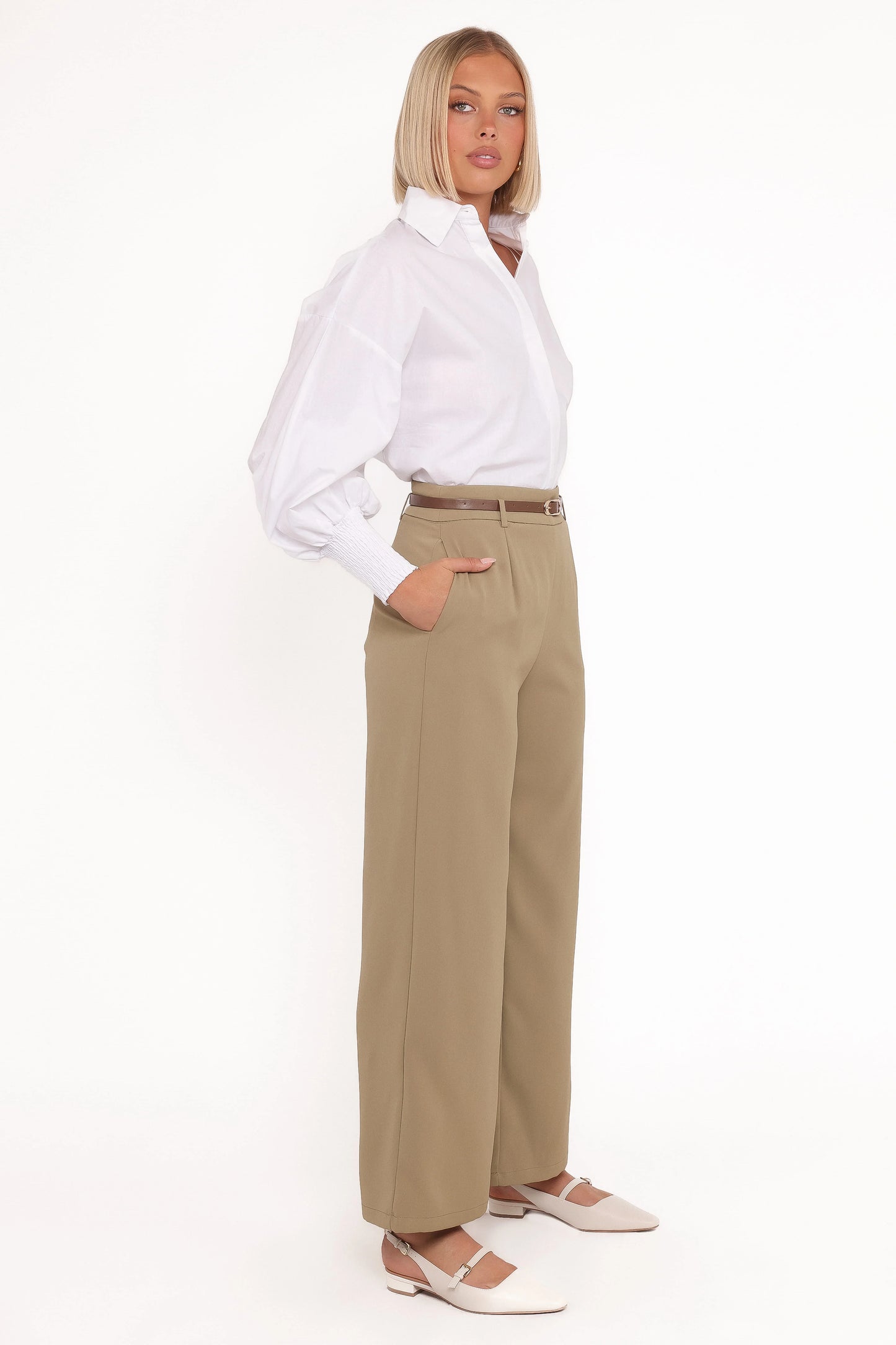 Ceres Belted Wide Leg Pant - Olive