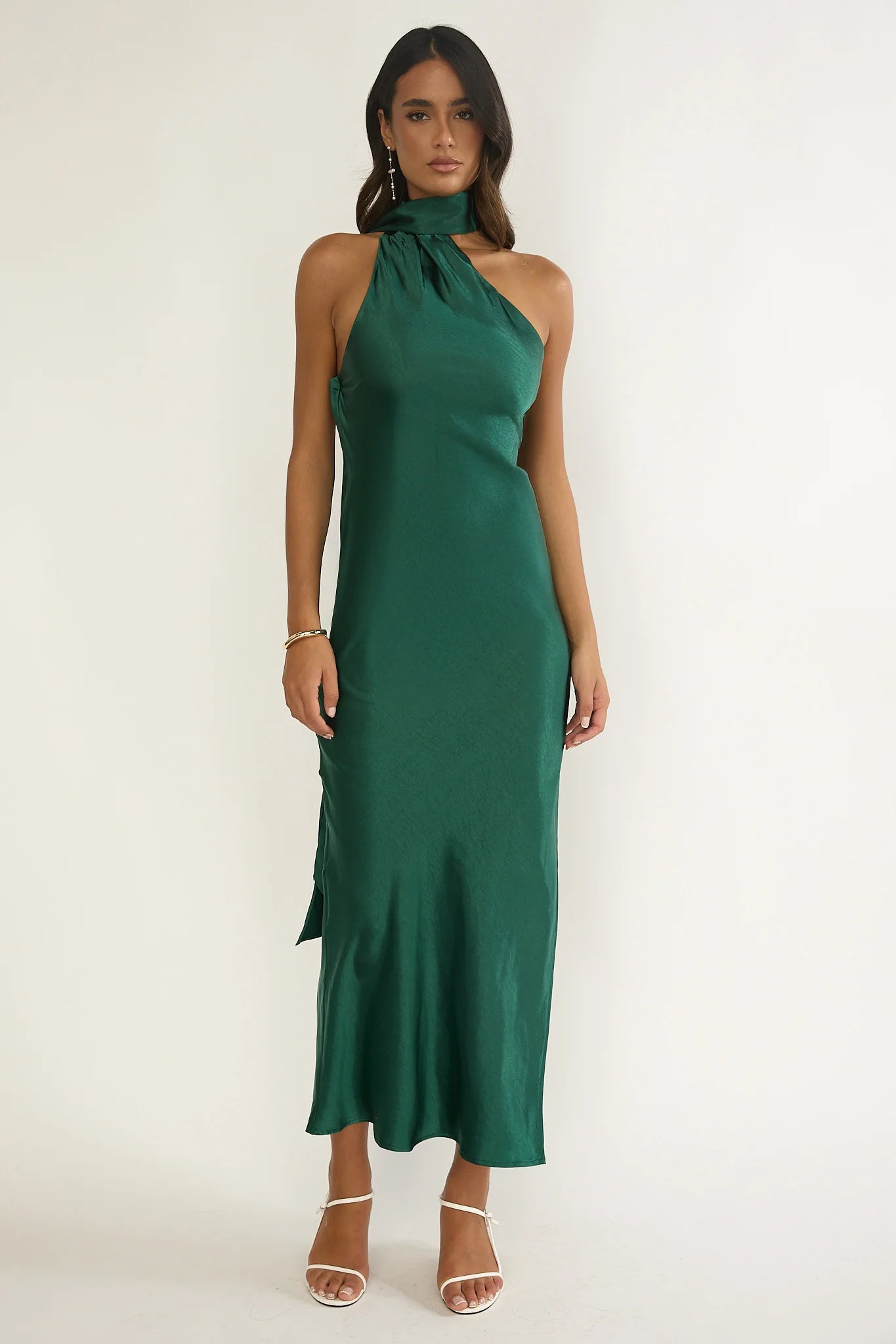 Rionna Open Cowl Back Maxi Dress Forest Green
