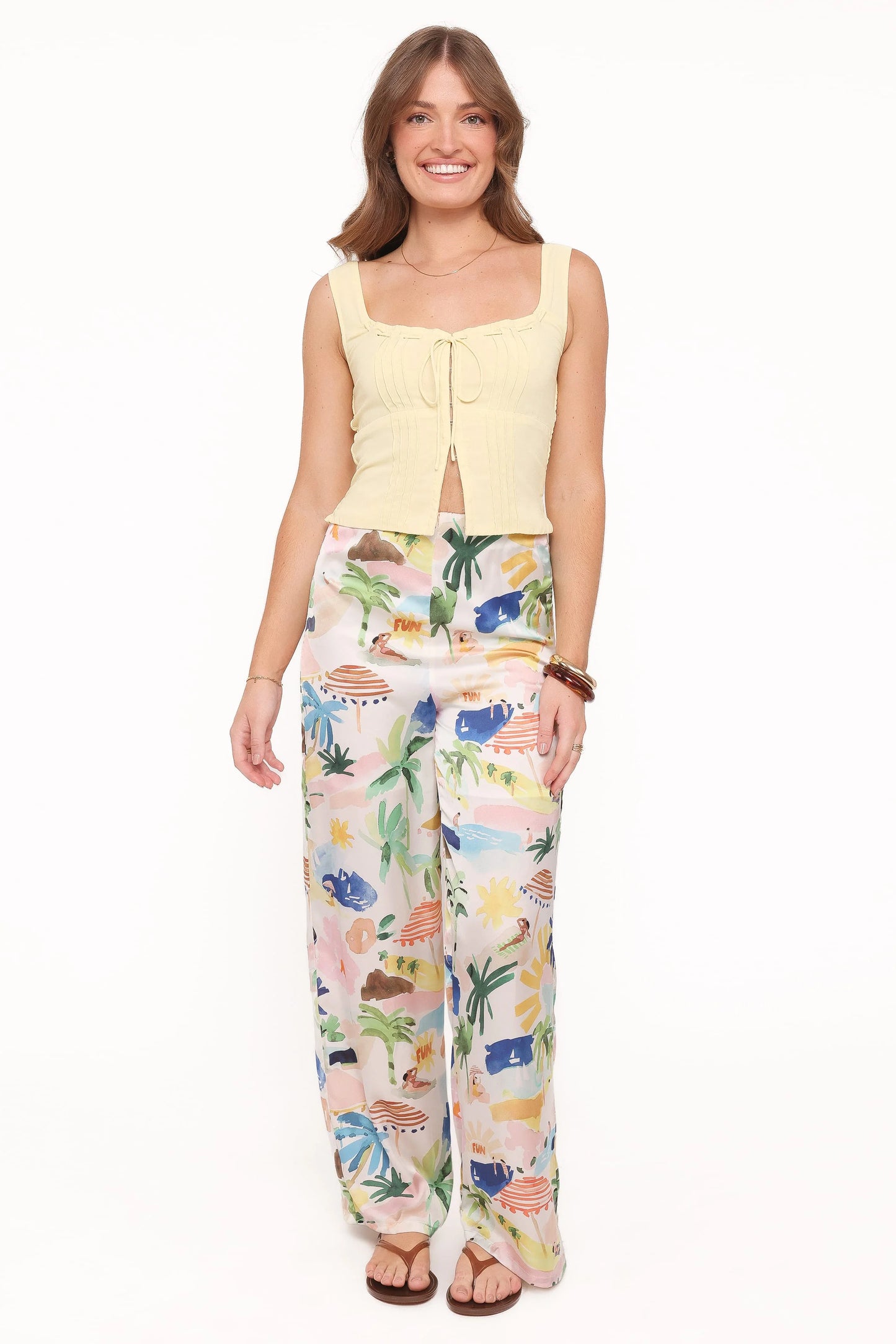 Alba Wide Leg Pant - Cream Resort Isle