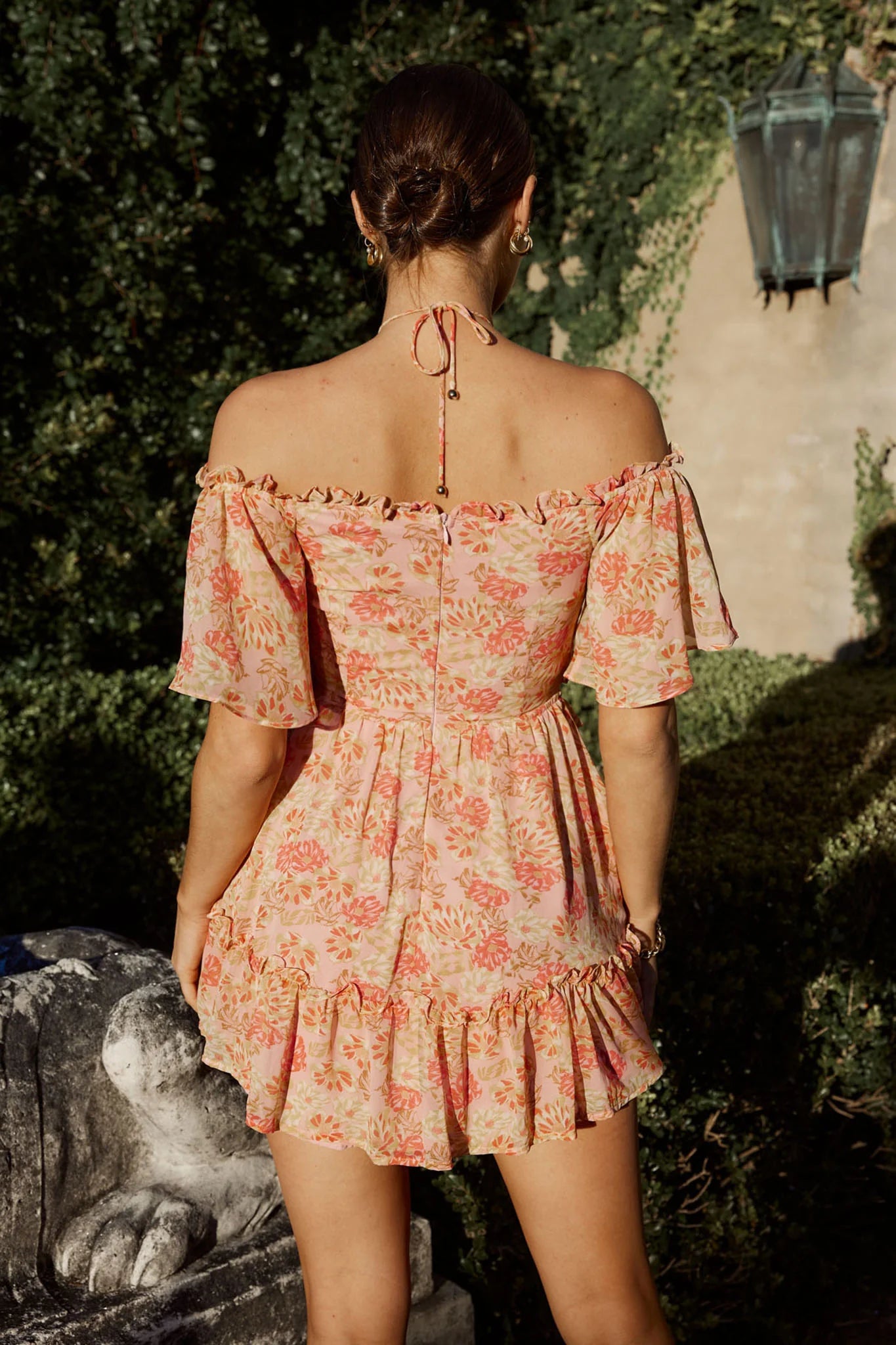 Daphne Shirred Bust Mini Dress Floral Pink