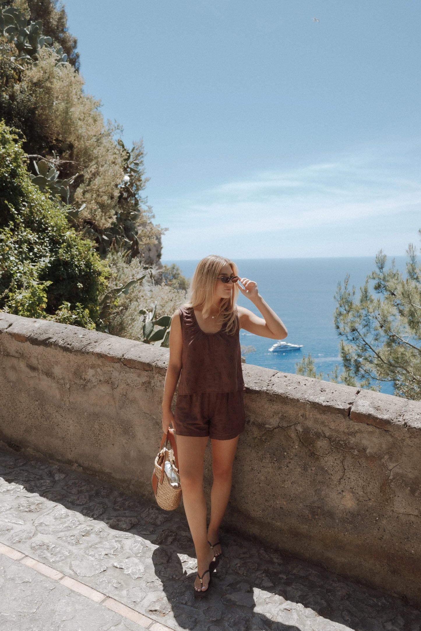 Faela Short Set - Brown Broderie