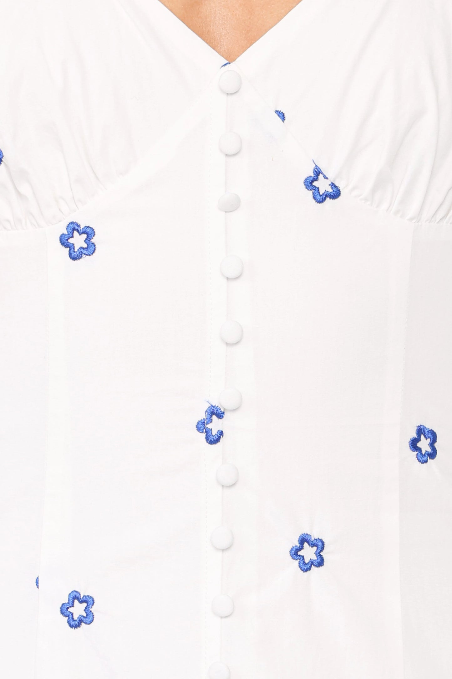 Luellen Embroidered Daisy Midi Dress - White