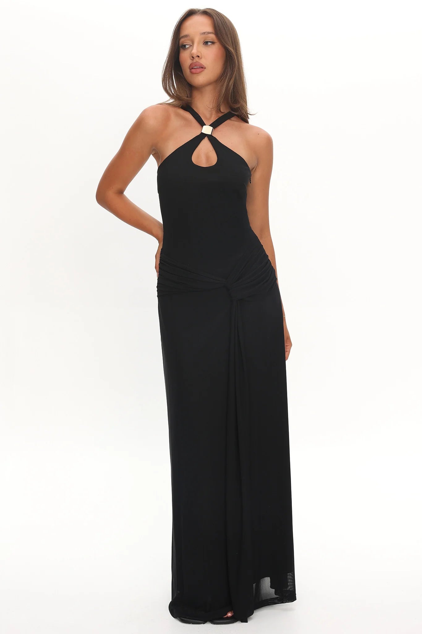 Cresida Keyhole Racerback Maxi Dress Black