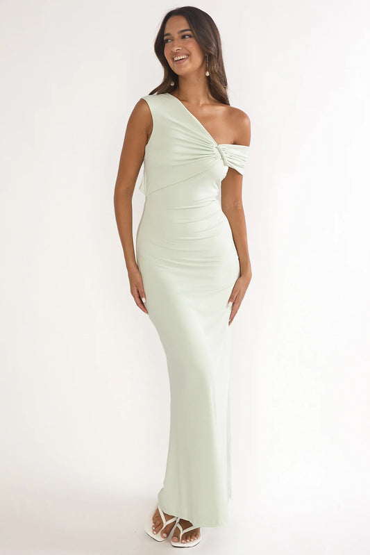 Tilda Asymmetric Neckline Maxi Dress Sage