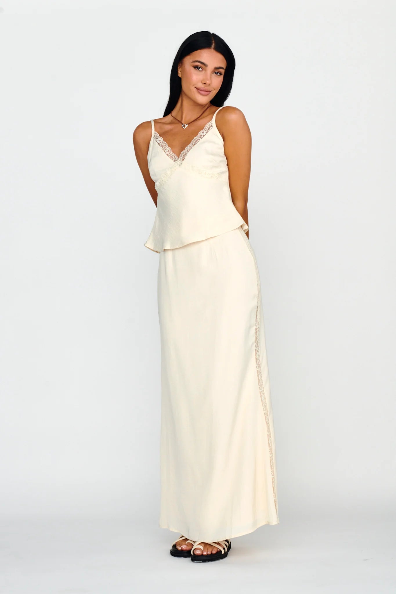 Pammy Lace Trim Top Oyster