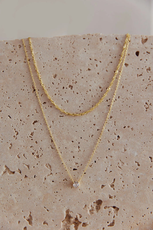 Sarai Crystal Pendant Necklace Set Gold