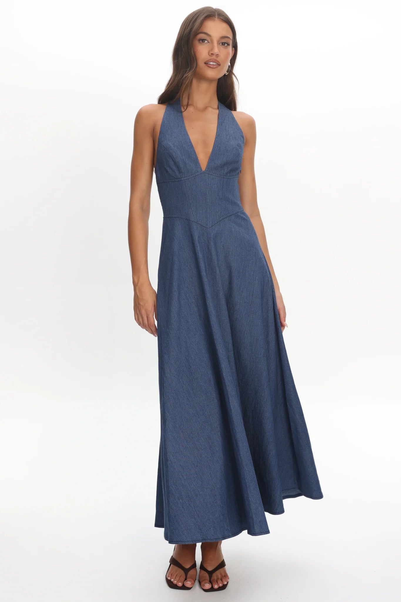 Riga Halterneck Maxi Dress Light Blue