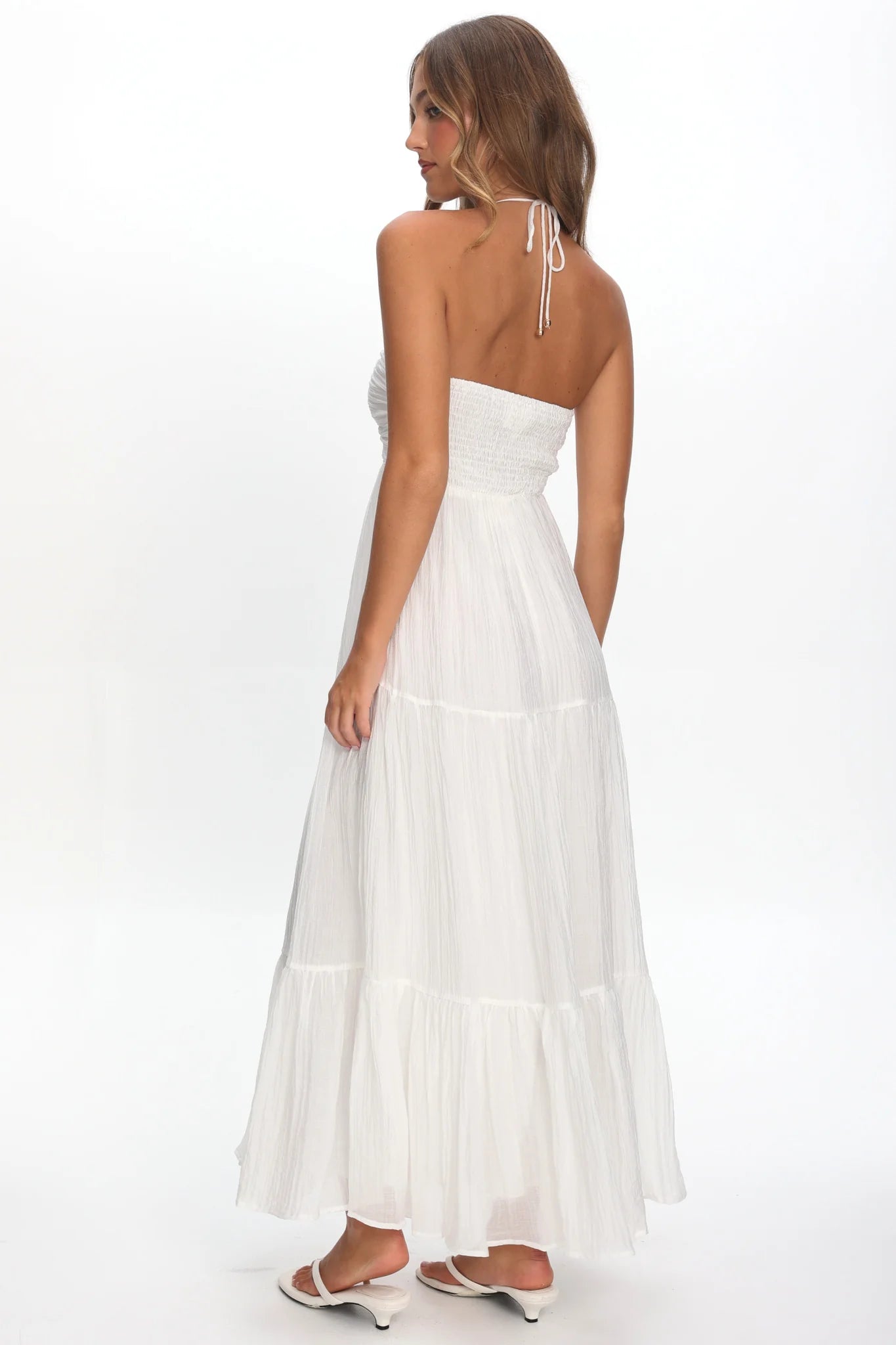 Dorelle V-Bust Halter Maxi Dress White