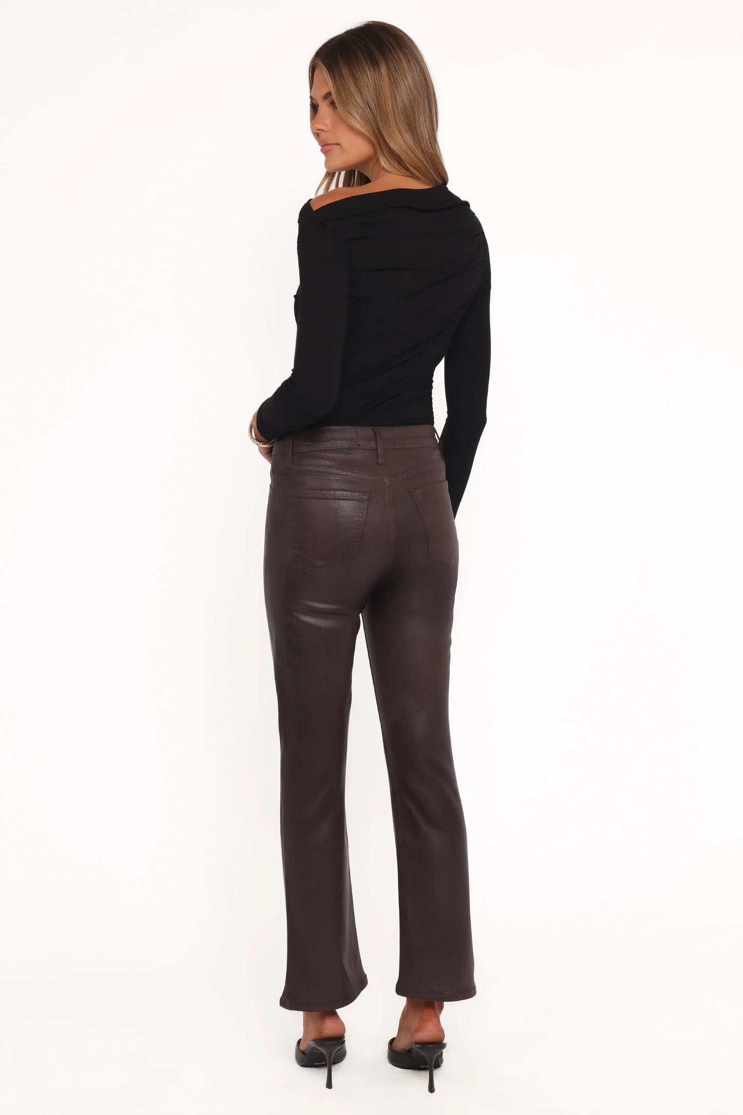 Kalindi Coated Cropped Bootcut Jean - Espresso