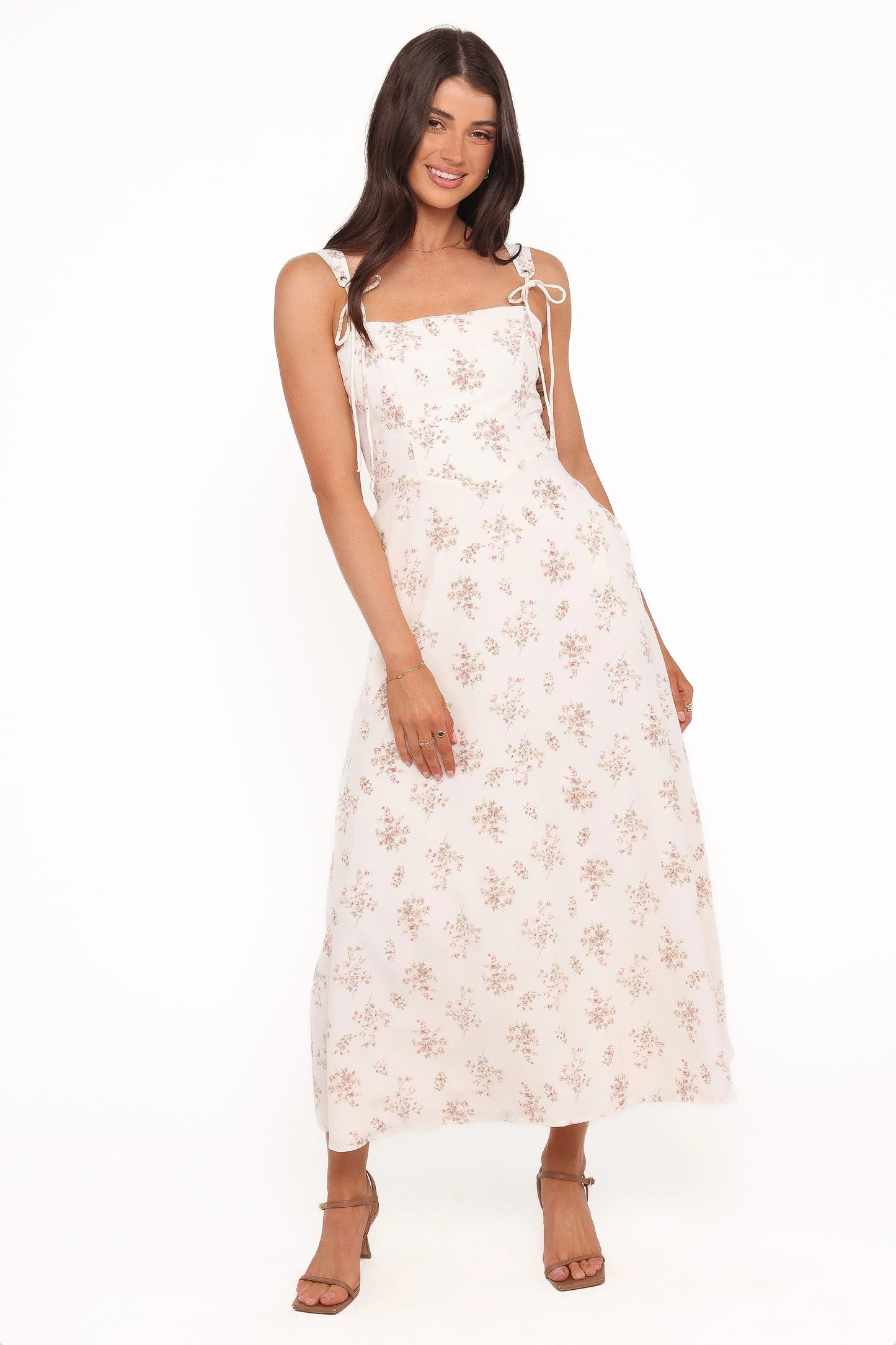 Clarissa Midi Dress - White Floral