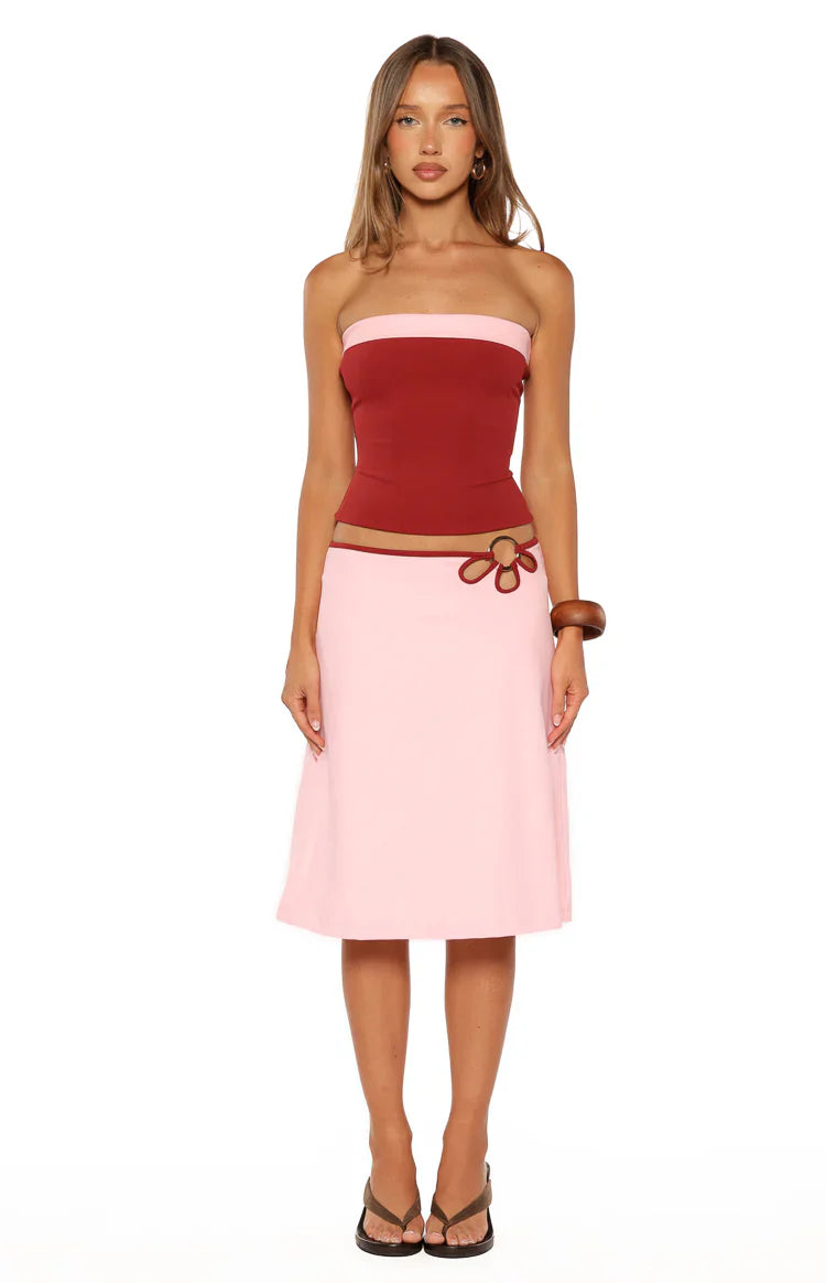 Orlanda Pink Strapless Contrast Top - PRE ORDER