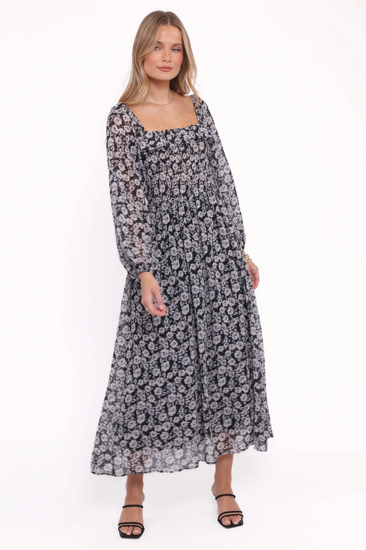 Faith Long Sleeve Maxi Dress - Black Floral