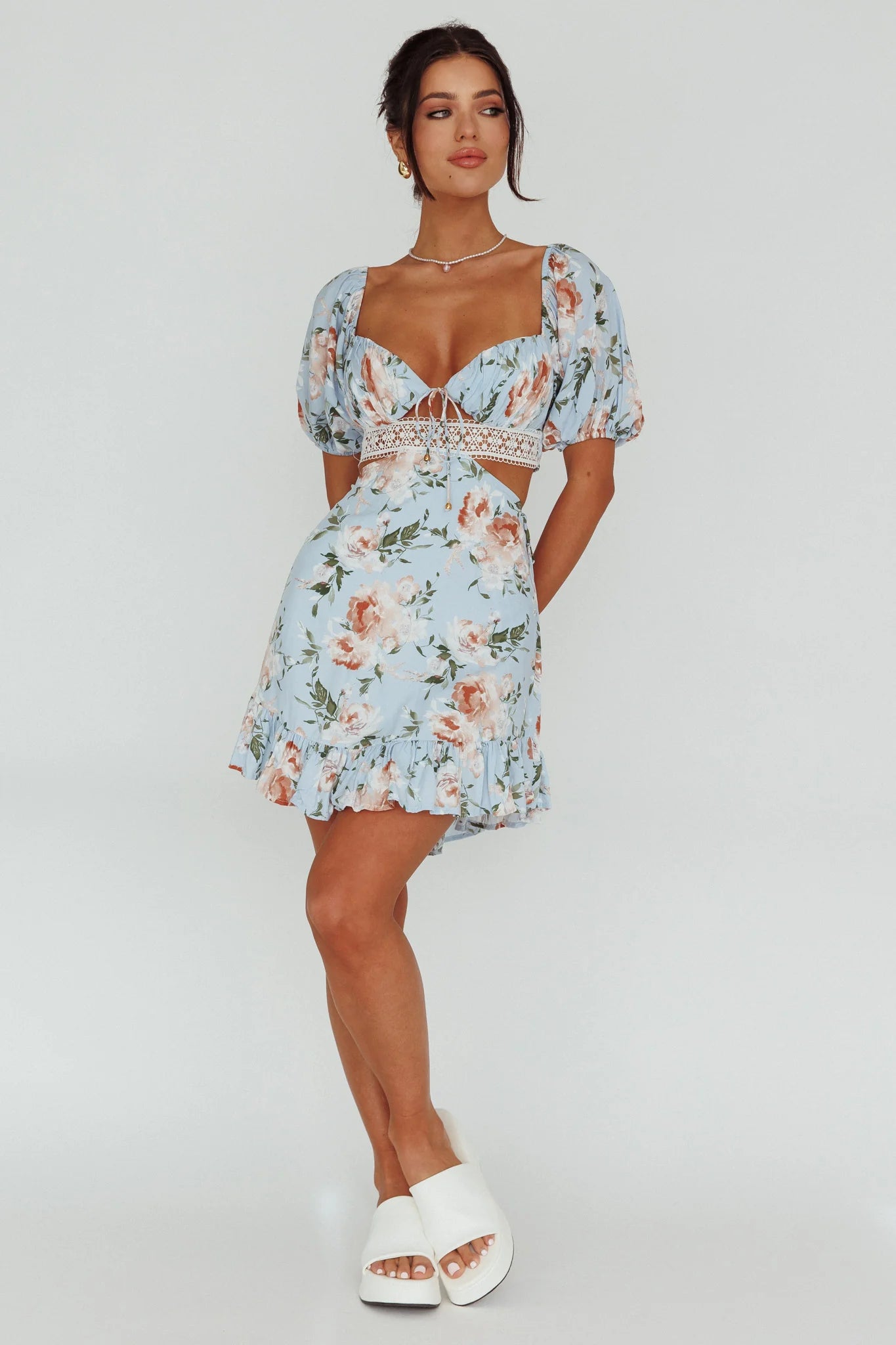 Sweet Romance Cut-Out Mini Dress Blue