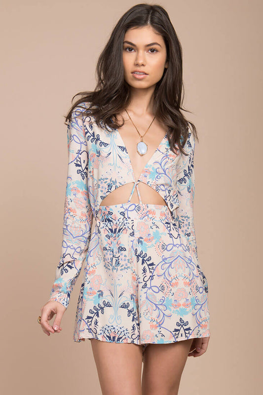 Penelope Bohemian Romper Blue Print