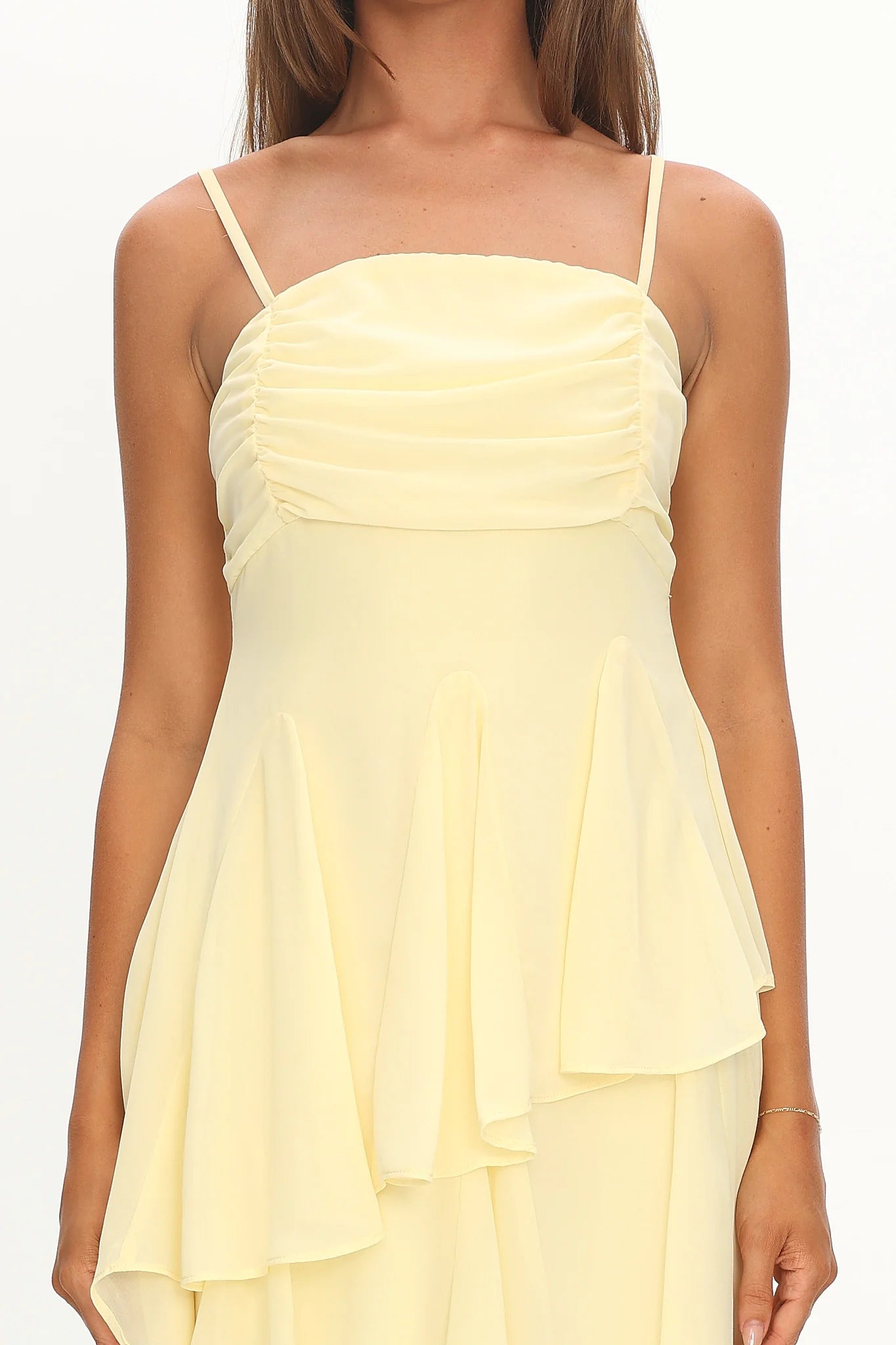Skylah Asymmetric Hem Mini Dress Butter