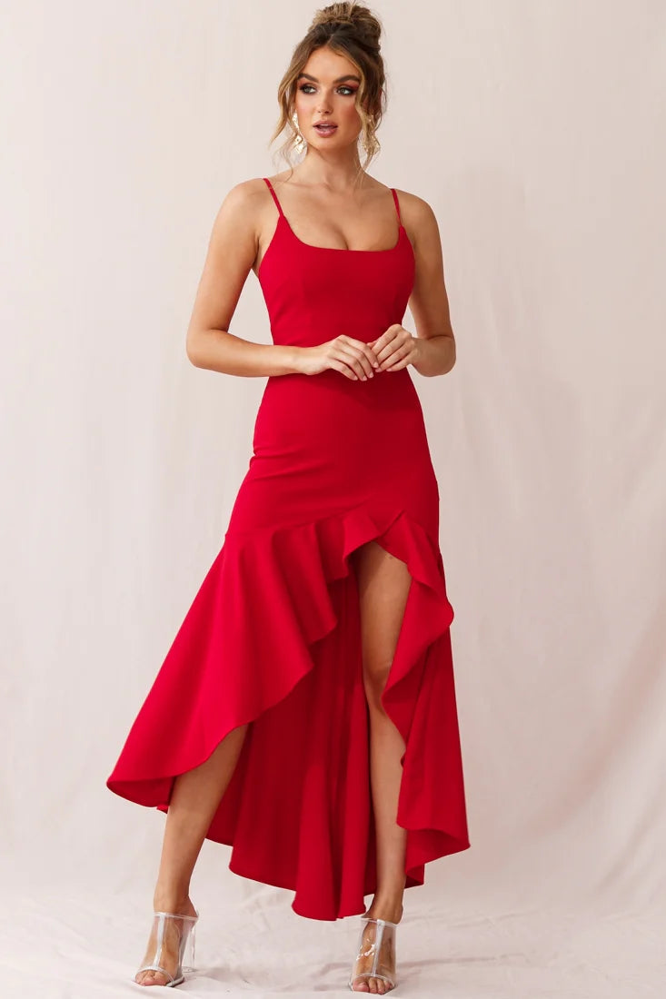 Emoji Asymmetrical Hemline Dress Red