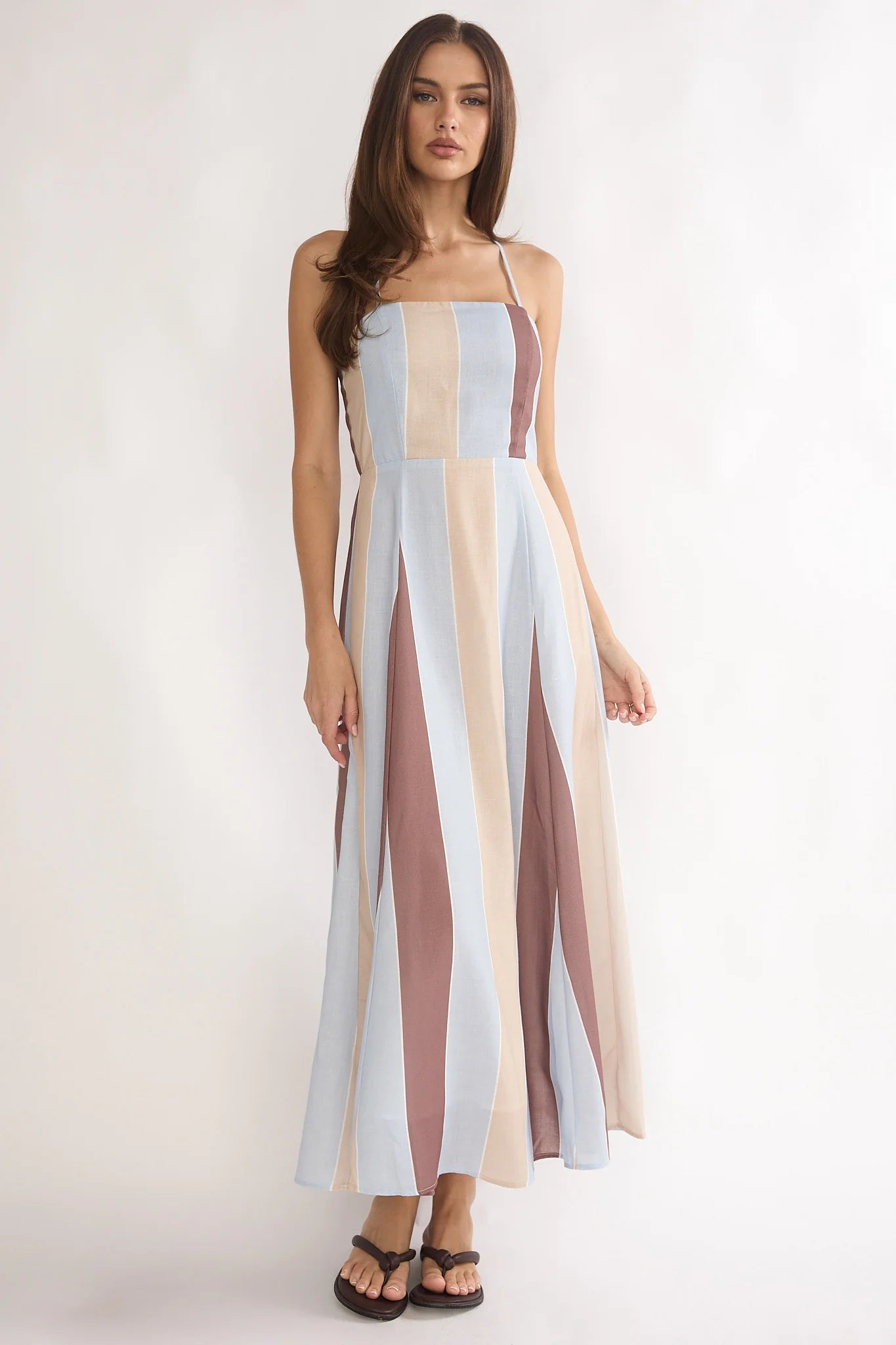 Second Glance Olga Criss-Cross Back Maxi Dress Stripe