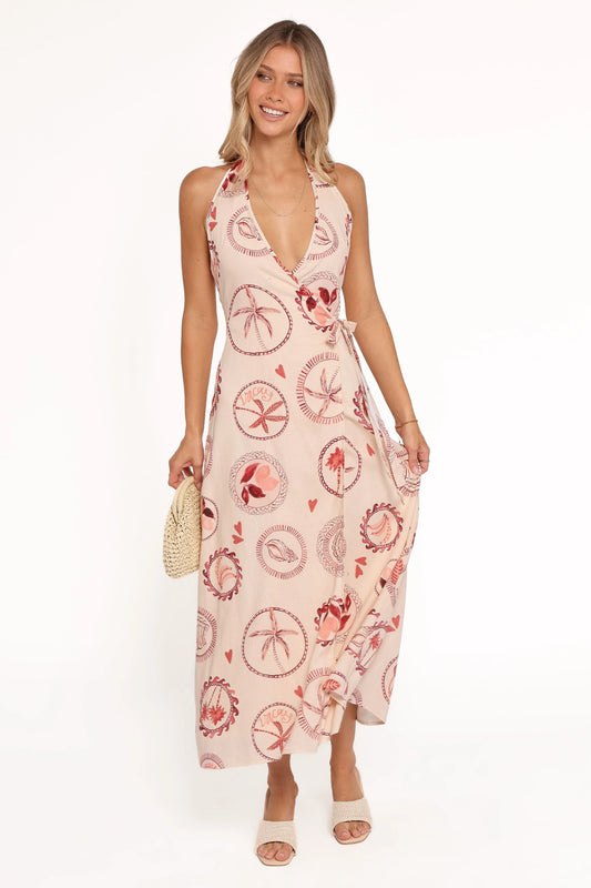 Sierra Wrap Midi Dress - Vacay Print