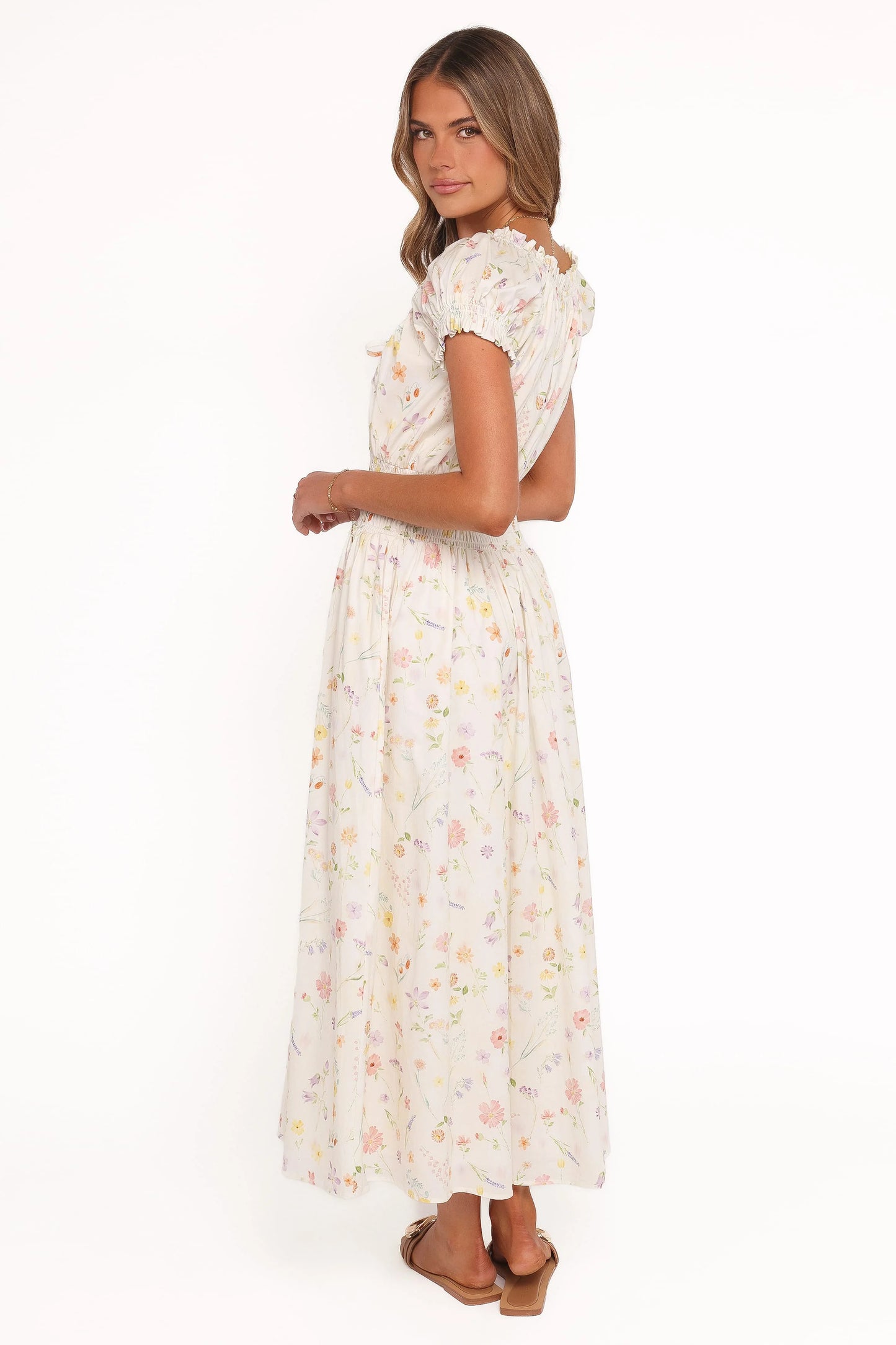 Katana Puff Sleeve Midi Dress - Floral