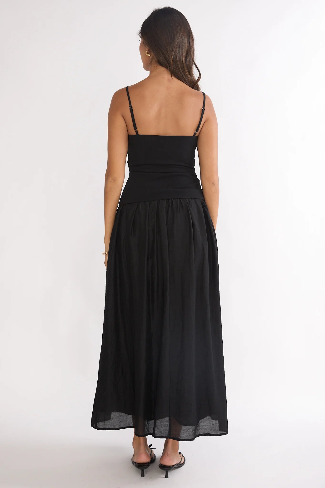Tobi Square Neck A-Line Maxi Dress Black