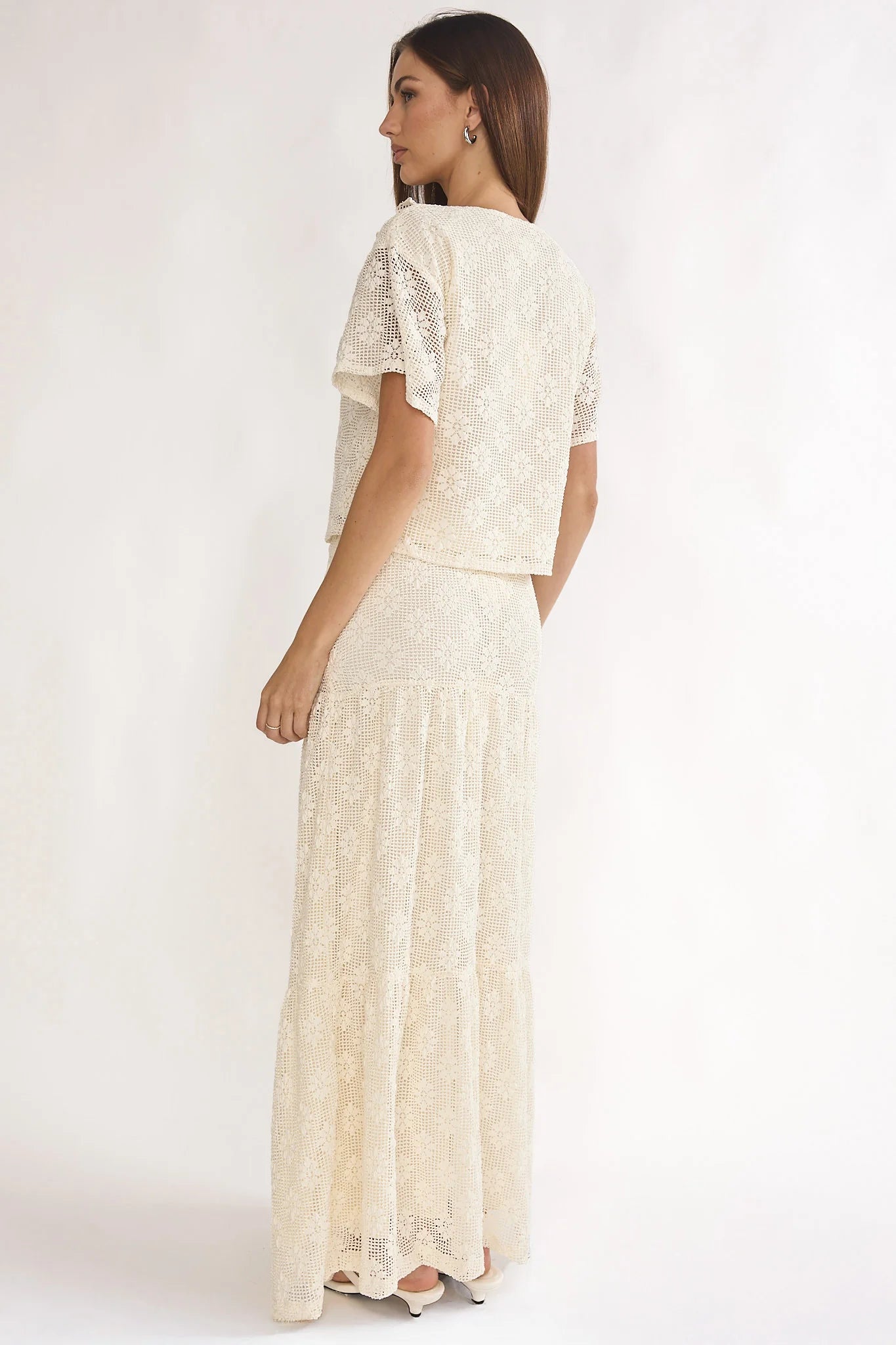 Sera Lane Crochet Maxi Skirt Cream