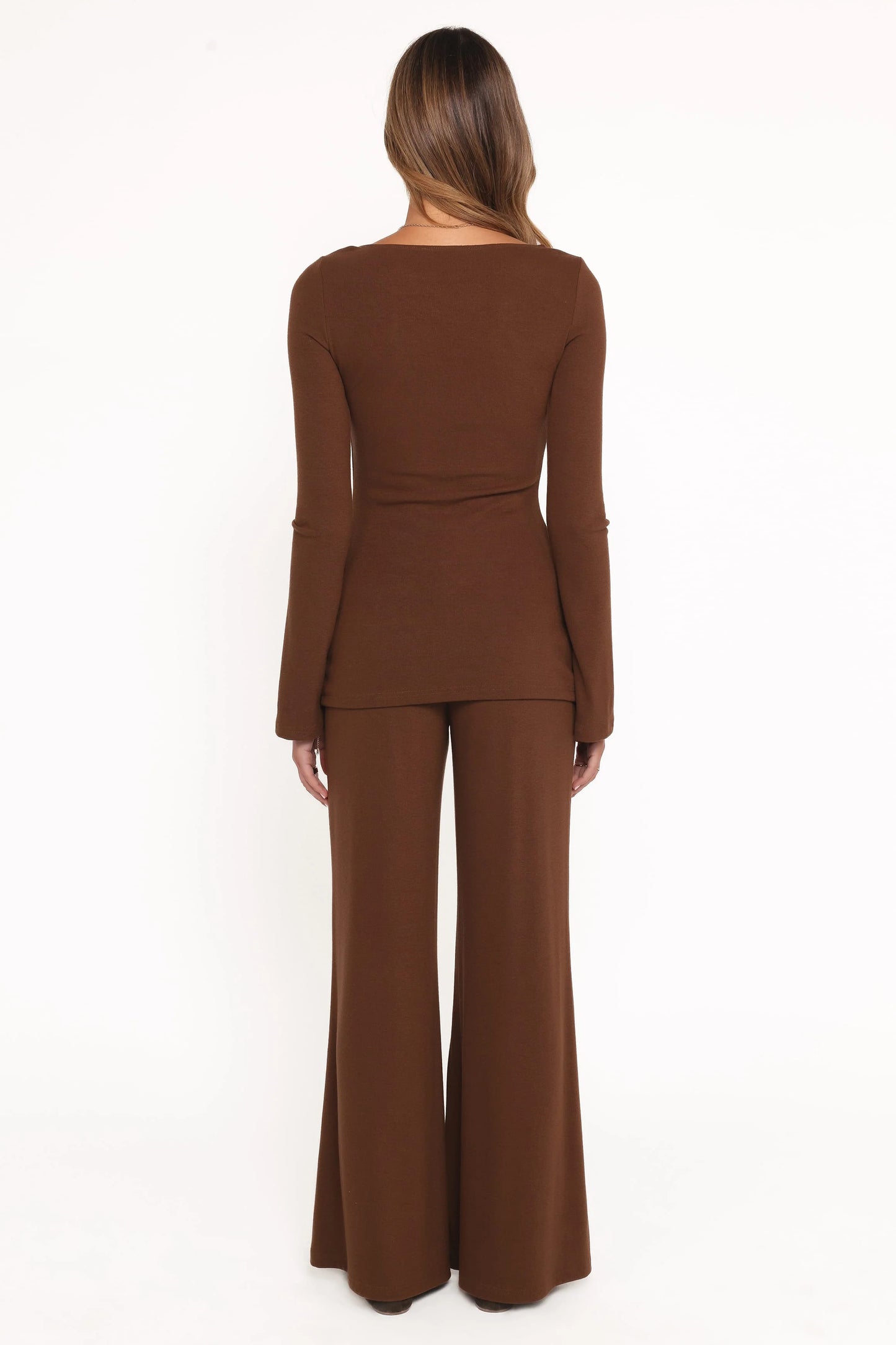 Selly Knitted Pant Set - Brown