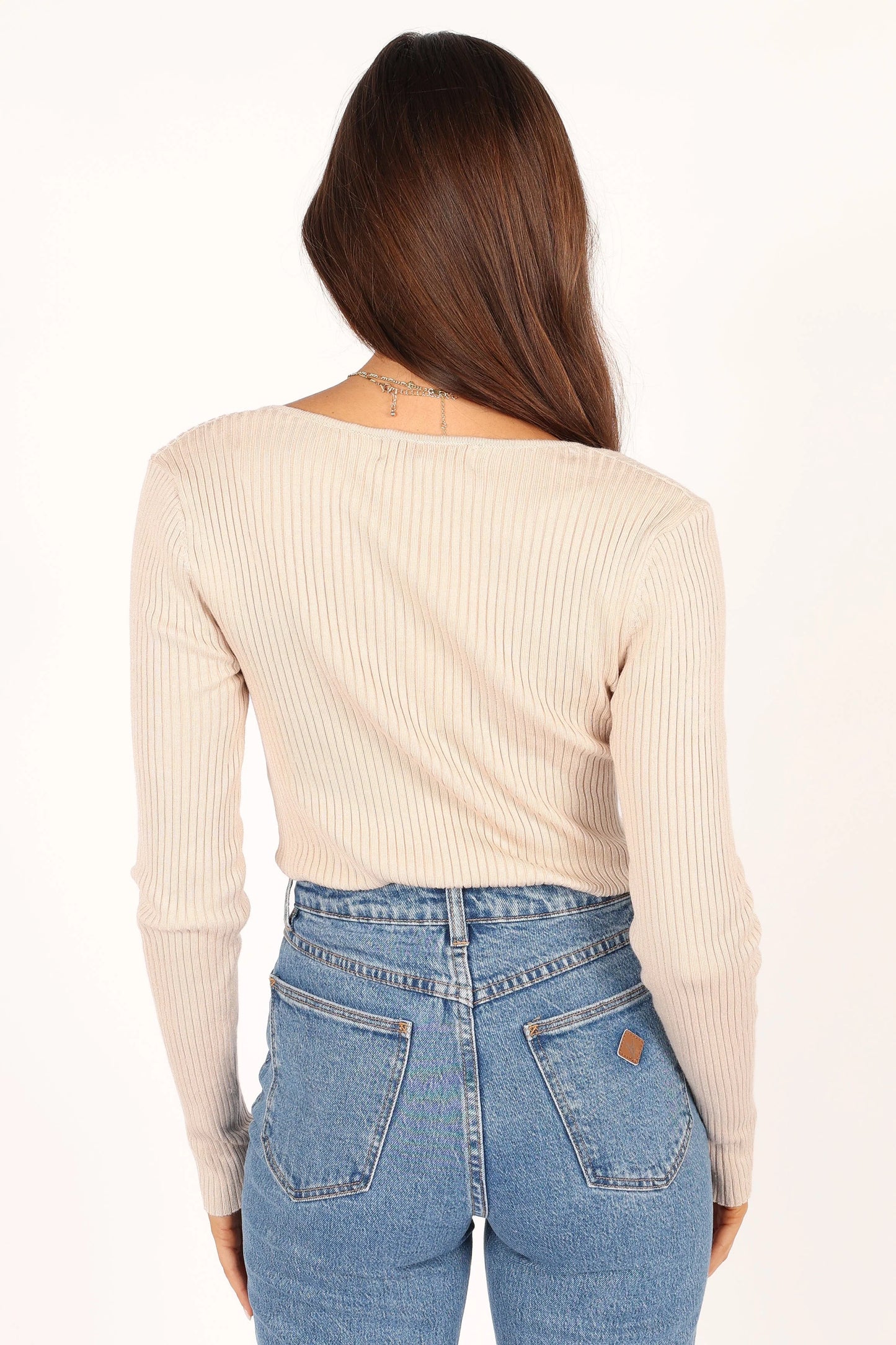 Shani Ribbed Knit Top - Oatmeal