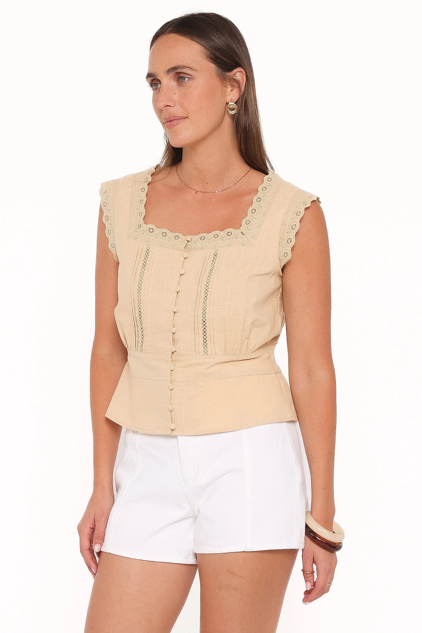Luke Button Top - Khaki