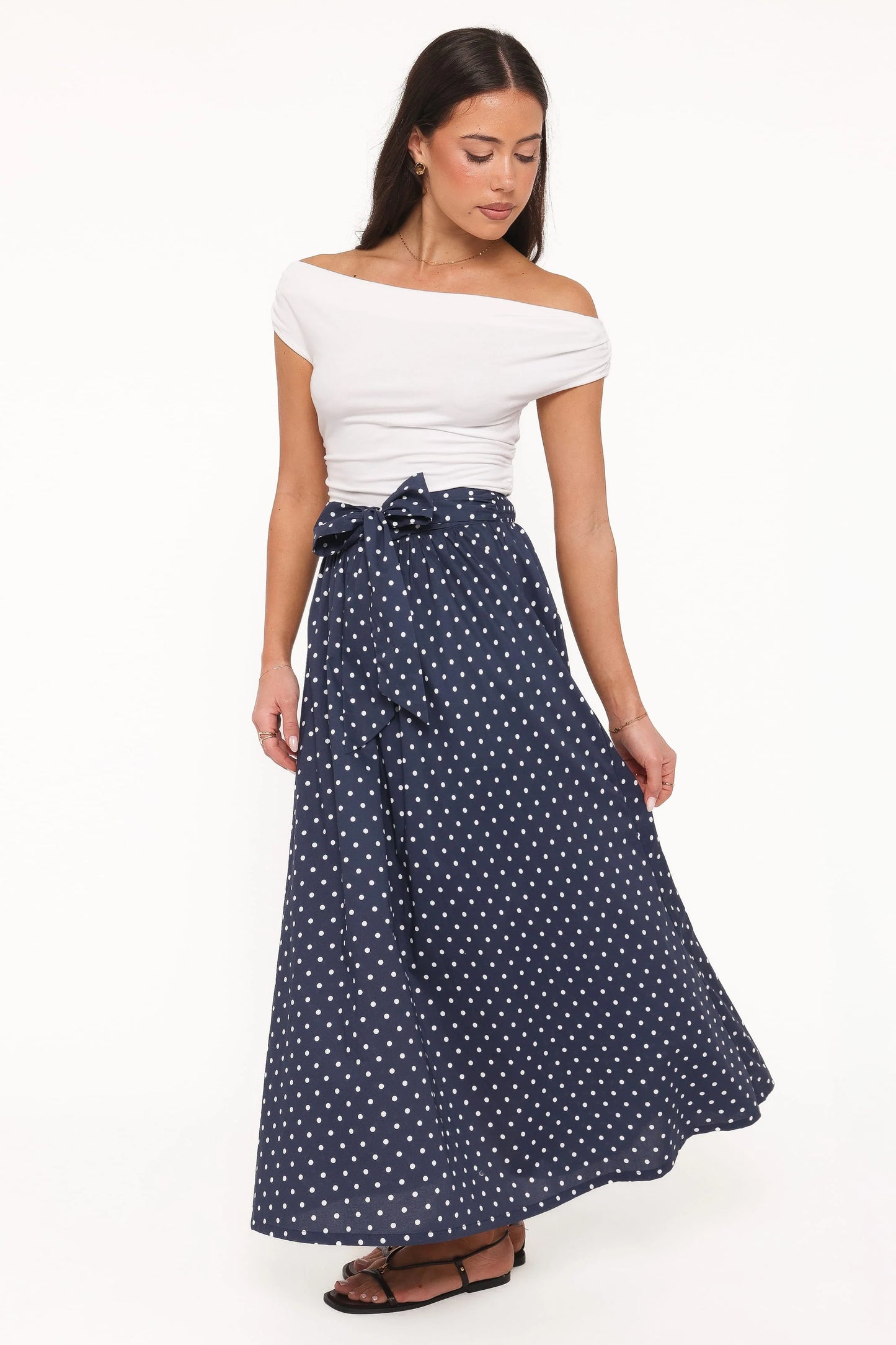 Paula Tie Waist Maxi Skirt - Navy